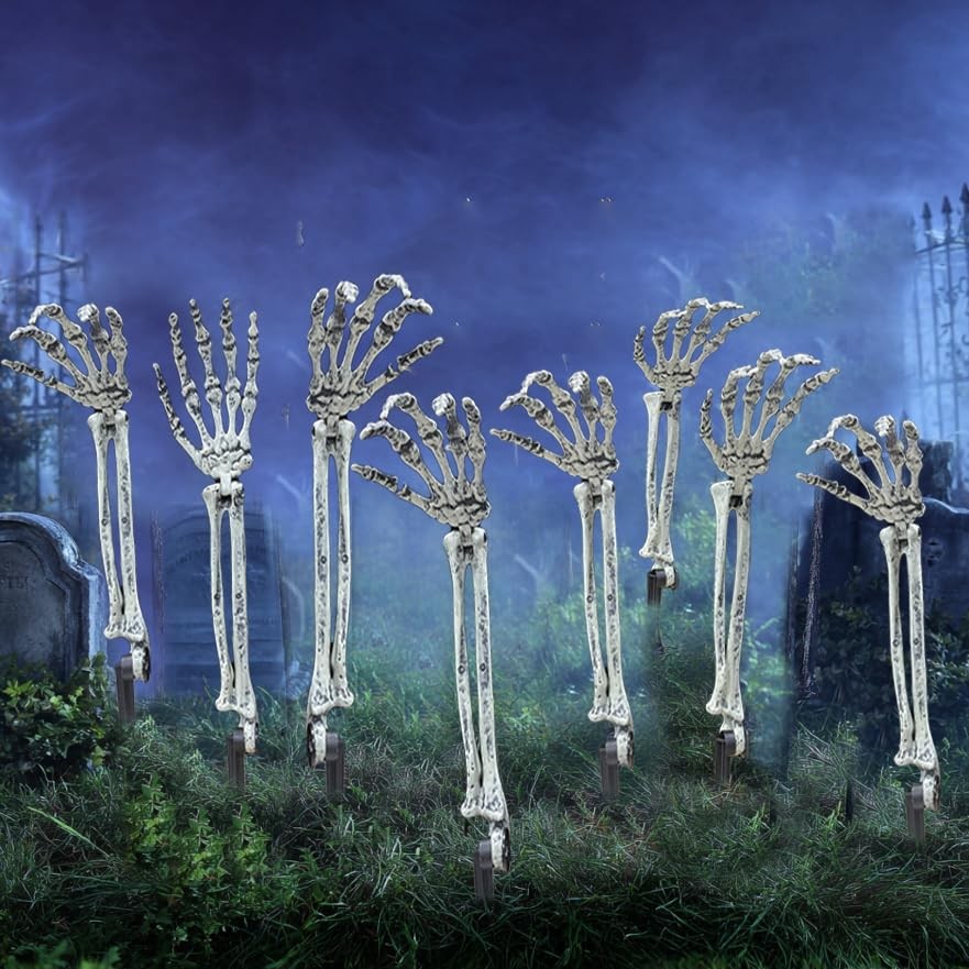 6PC Realistic Skeleton Arm Stakes,Halloween Lawn Decoration,Garden Groundbreaker