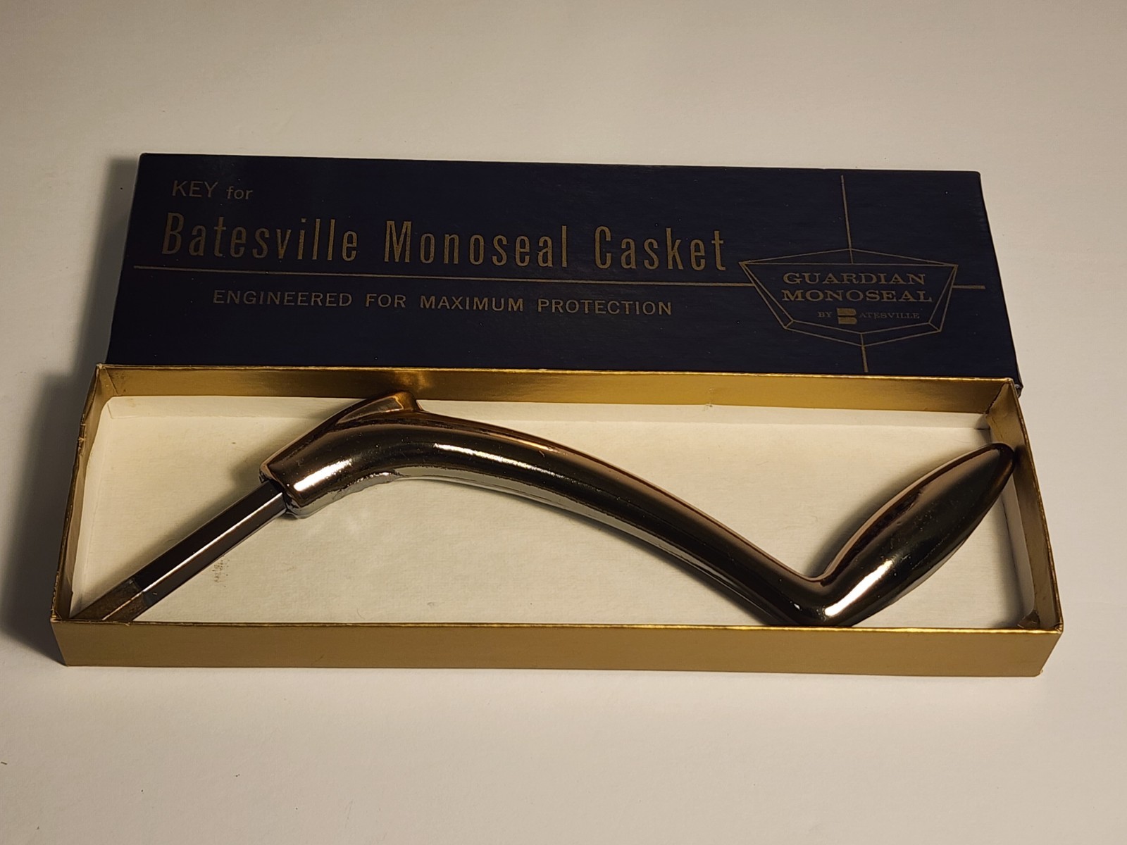 Vintage 70s/80s Mint In Box Batesville Monoseal Casket Coffin Crank Key,Funeral