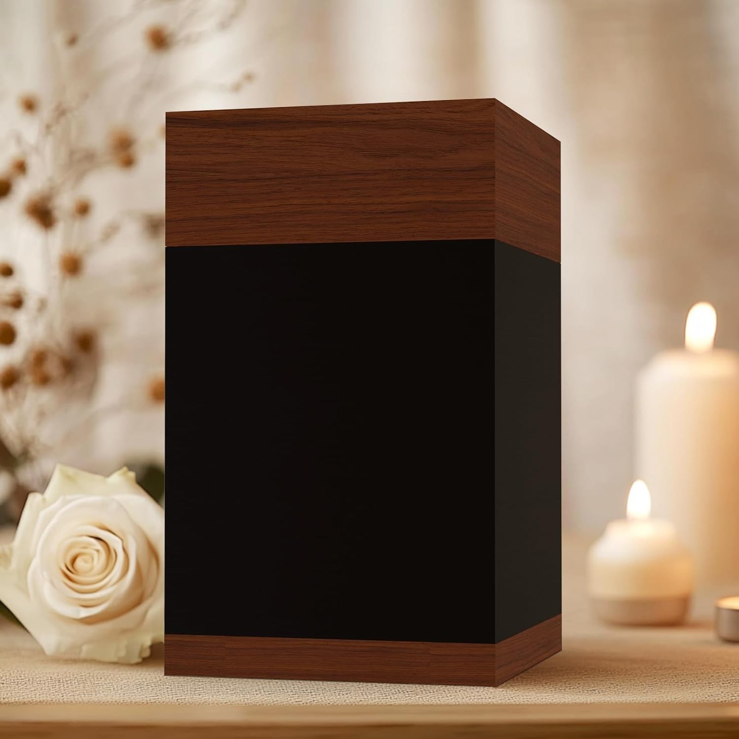 Wooden Cremation Urns for Human Ashes Adult Black Urn, Decorative Urns for As…