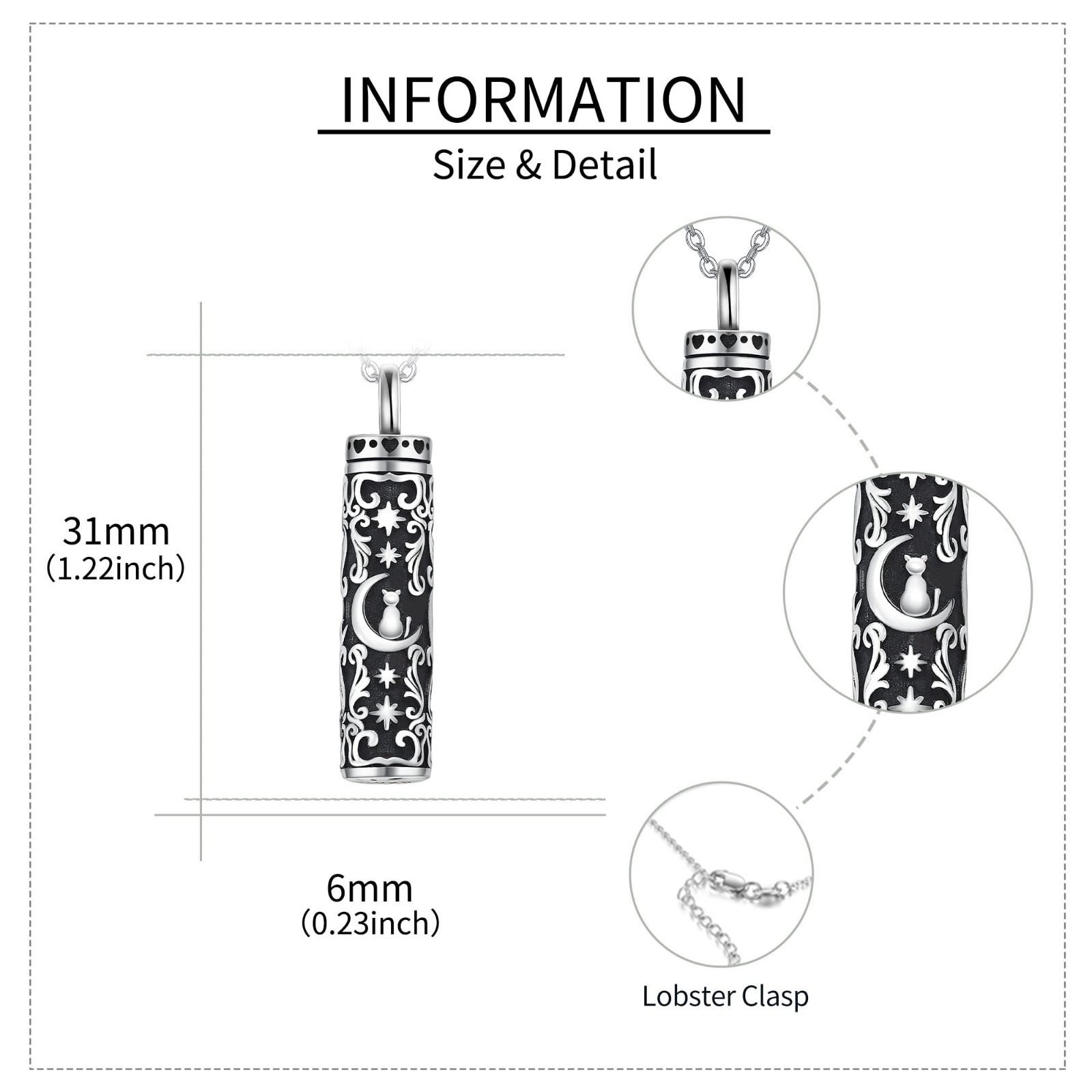 Pet Cremation Urn Necklace for Ashes – 925 Sterling Silver Keepsake Jewelry for