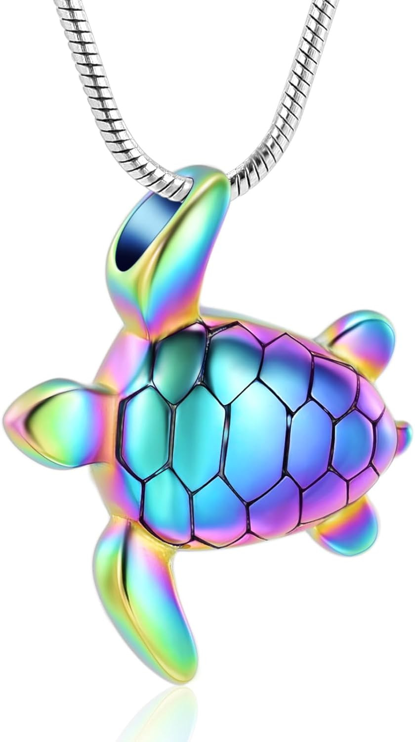 Sea Turtle Urn Necklace for Ashes Animals Cremation Jewelry Stainless Steel Memo