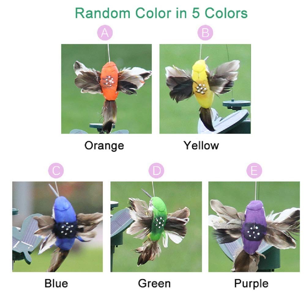 2pcs Solar or Battery Powered Fluttering Hummingbird, Wobble Fluttering Bird