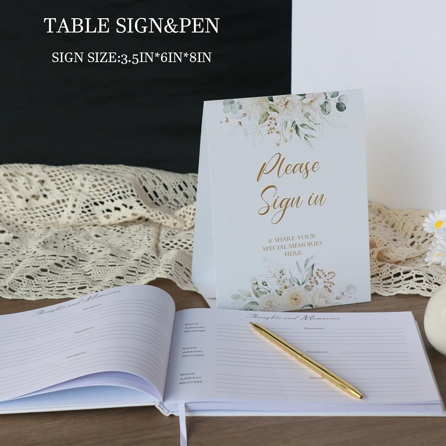 Funeral Guest Book for Memorial Service Celebration of Life Guest Book & Pen