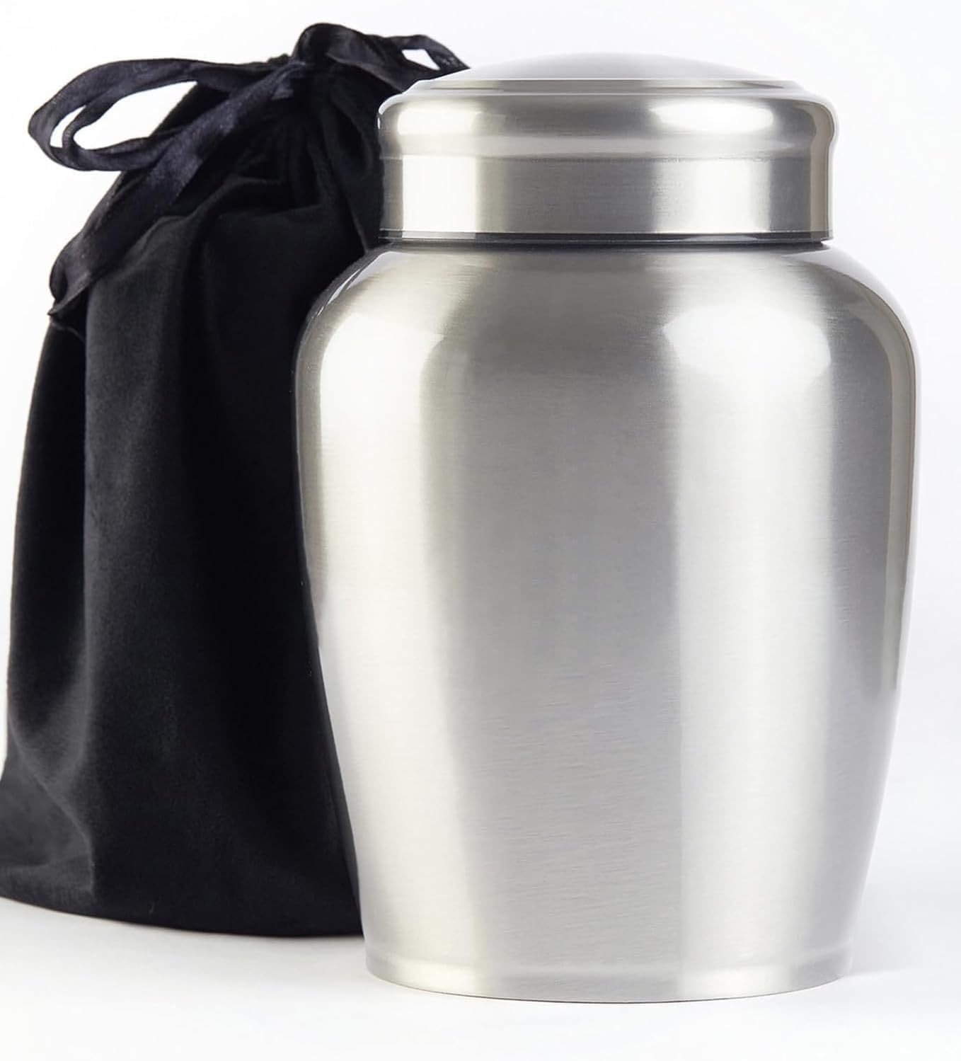 Large Silver Stainless Steel Cremation Urn for Adult Ashes