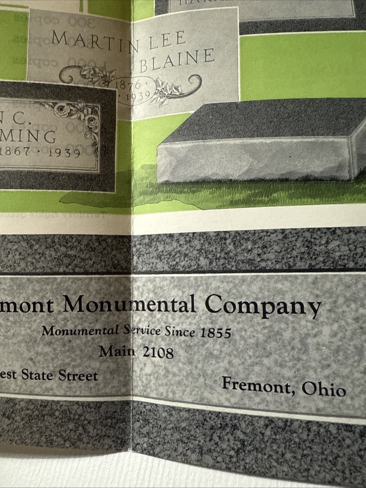 Fremont Monumental Company Ohio Monuments Funeral 1950s Cemetery Vtg Brochure
