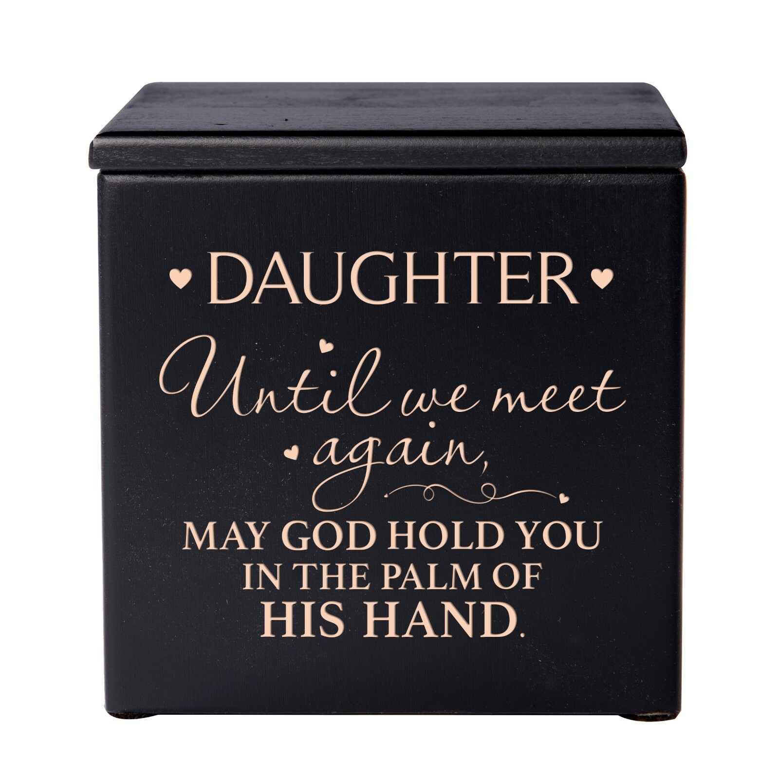 Modern Engraved Funeral Keepsake Urn Box for Human Ashes 4.5″ Daughter May God
