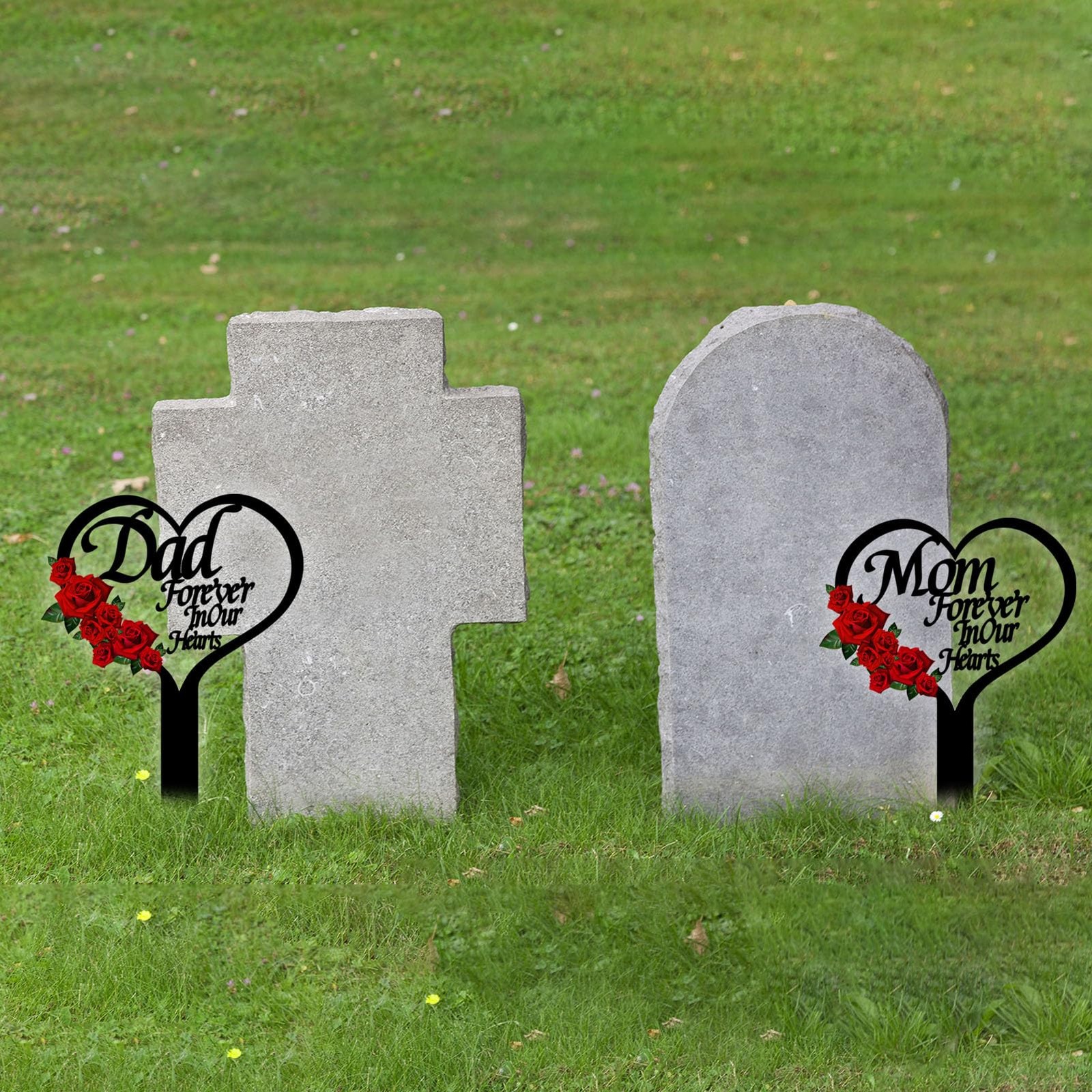 Heart Memorial Grave Marker Stake for Cemetery, Garden, Outdoors Decoration
