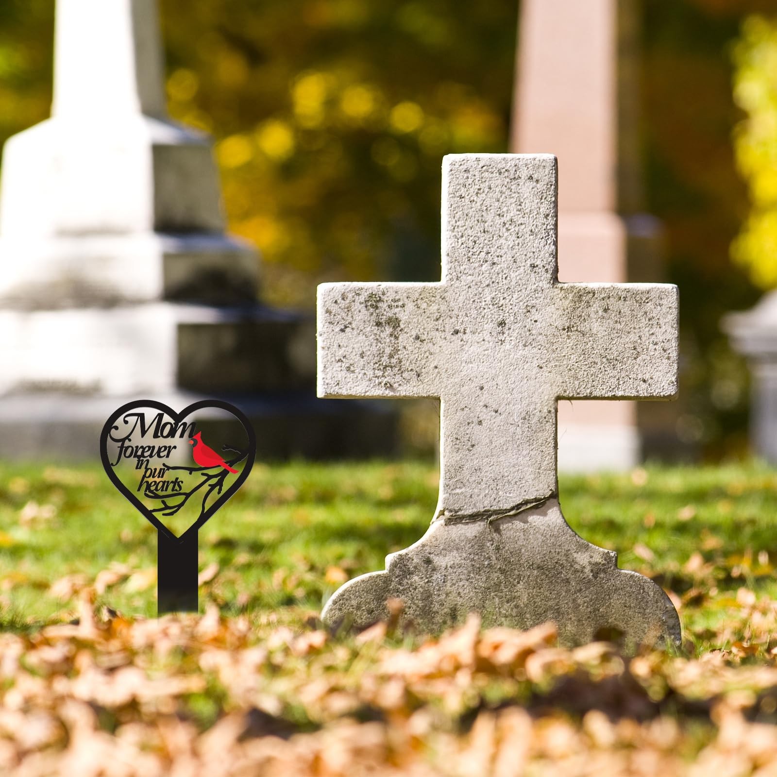 Mother’s Day Mom Memorial Grave Markers for Cemetery Cardinals Heart Memorial…