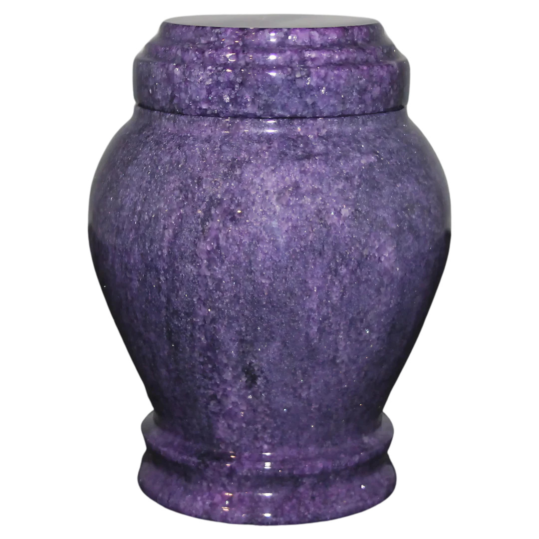 Small/Keepsake 15 Cubic Inch Purple Embrace Natural Marble Funeral Cremation Urn