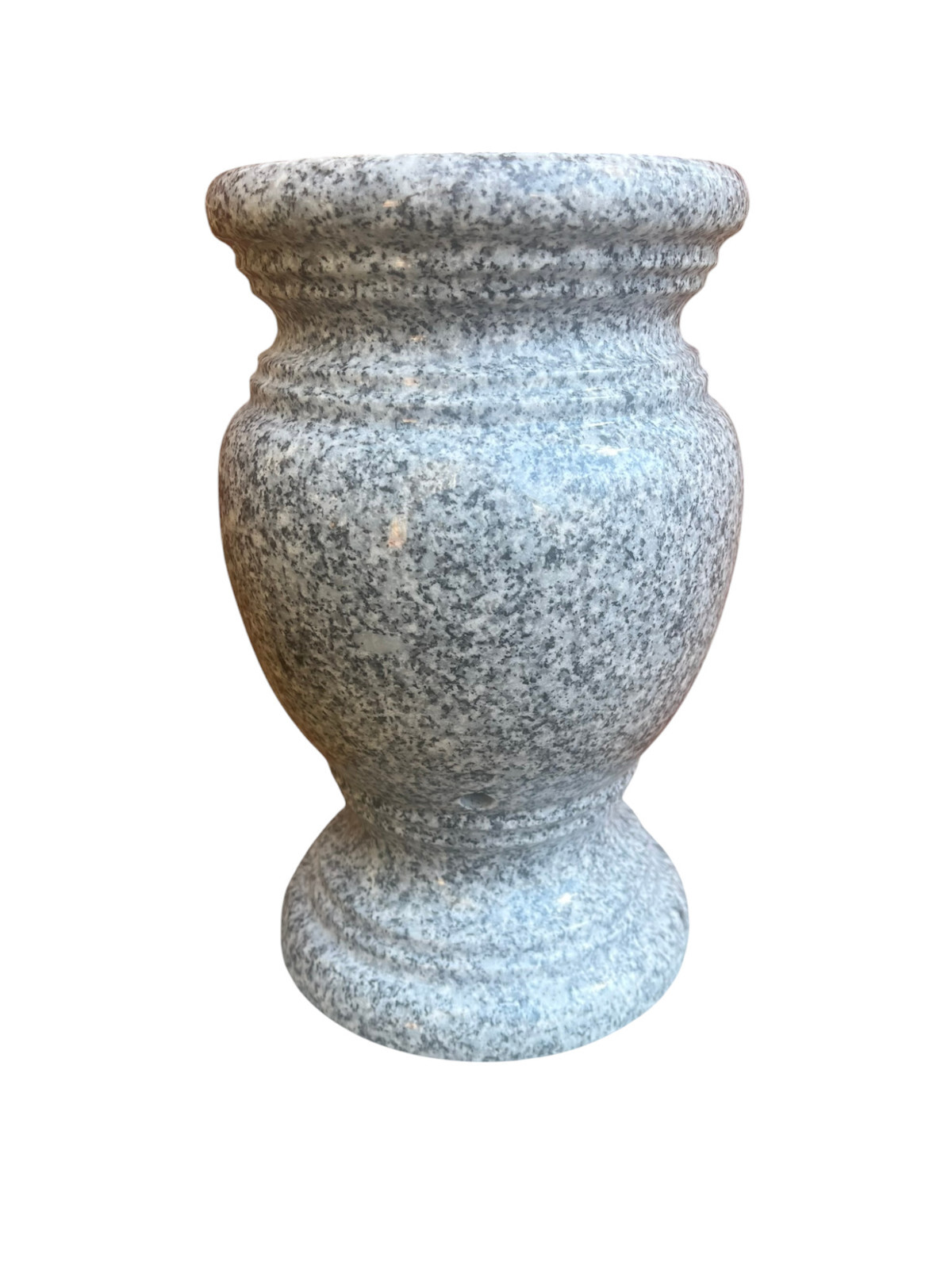 Turned Round Granite Memorial Vase Gray 6.5″ x 10″ polished