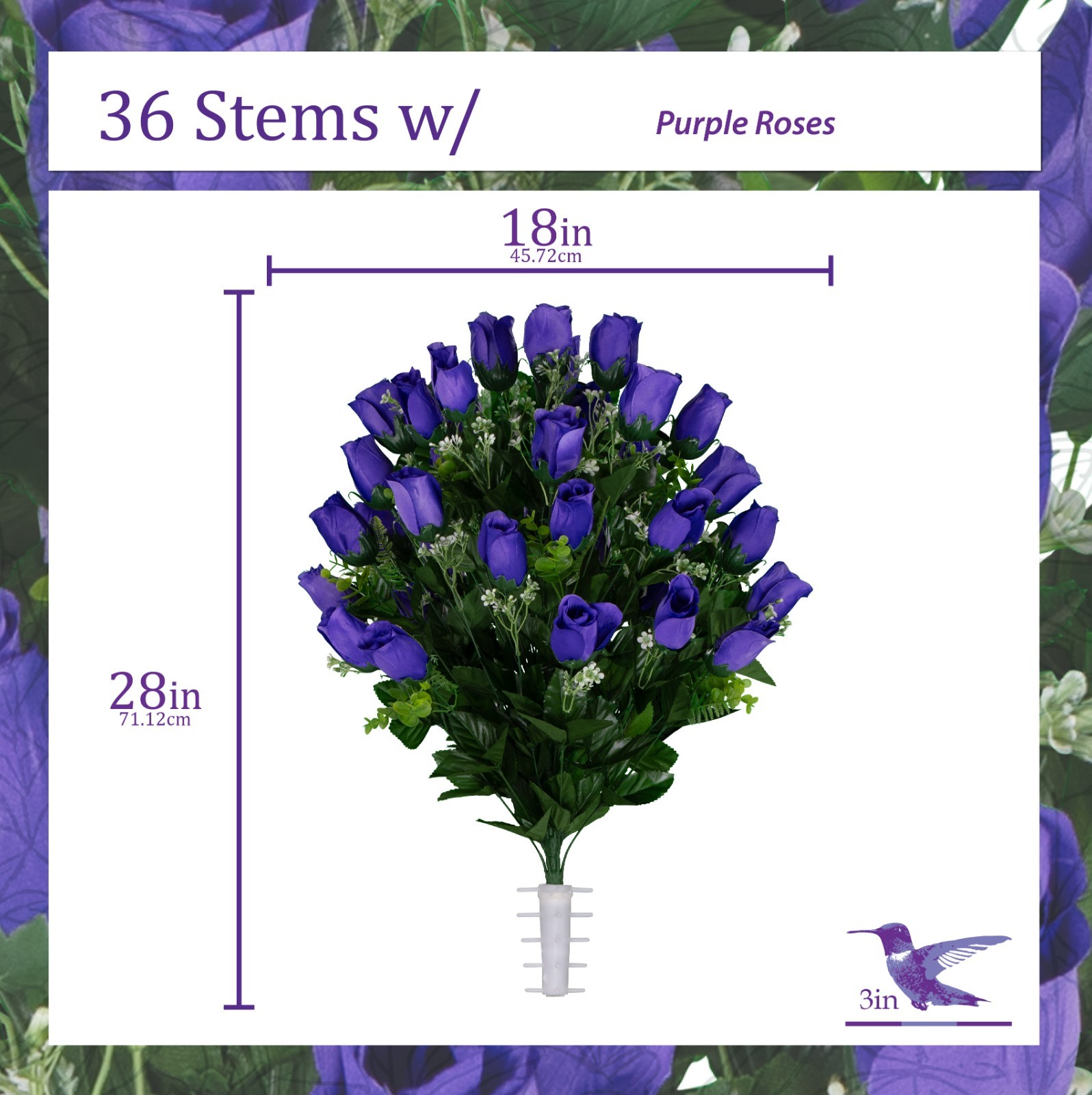 Artificial Cemetery Flowers – Purple Rose Saddle & 2 Matching Bouquets