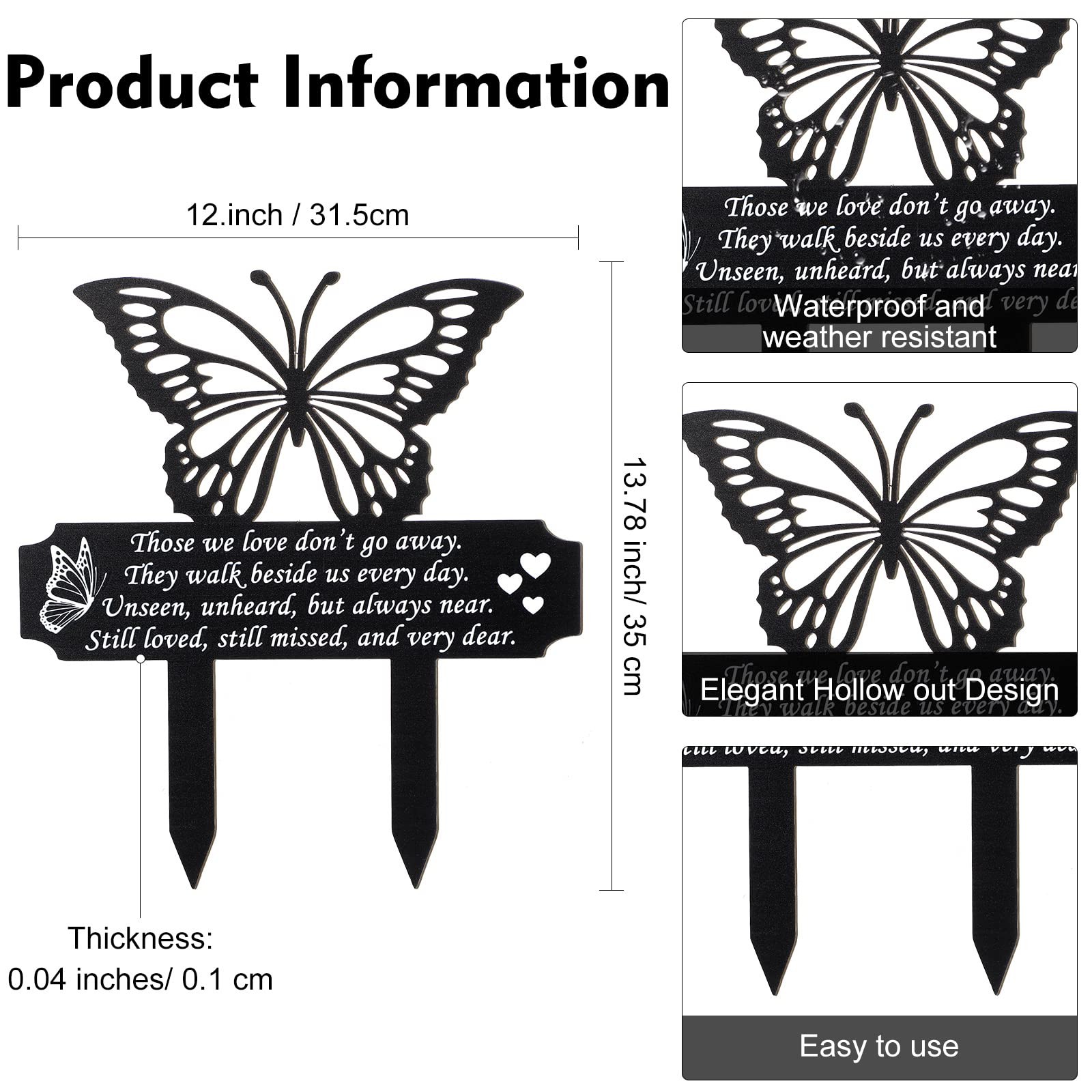 Cemetery Decorations for Grave, Butterfly Memorial Grave Markers, Memorial Gi…