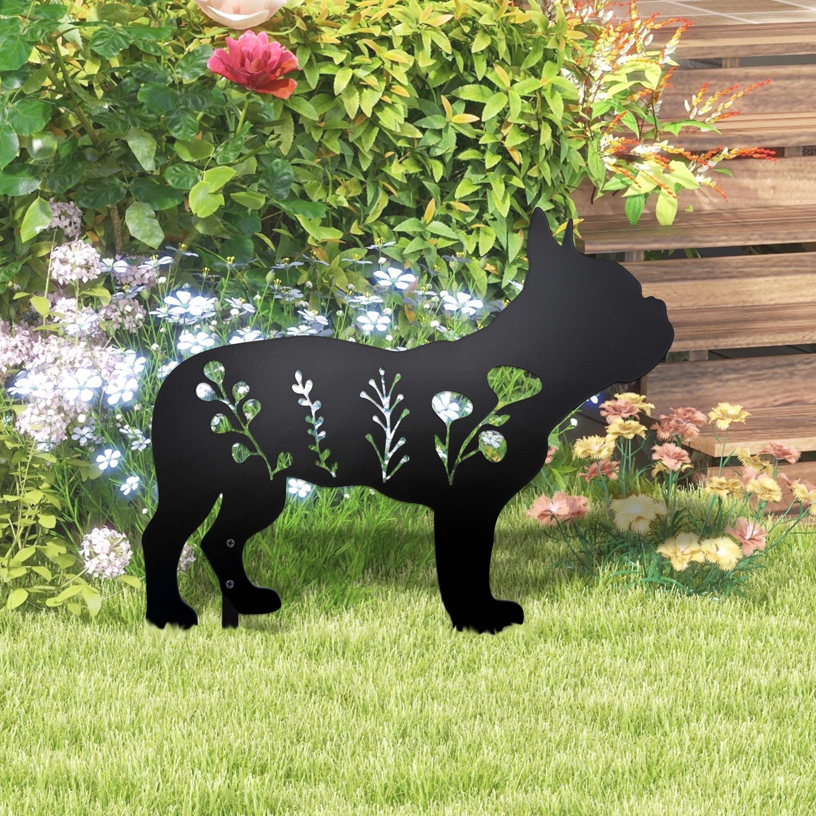 Dog Garden Stake – Unique Gift for Dog Lovers, Black Metal Outdoor Decor, Dur…