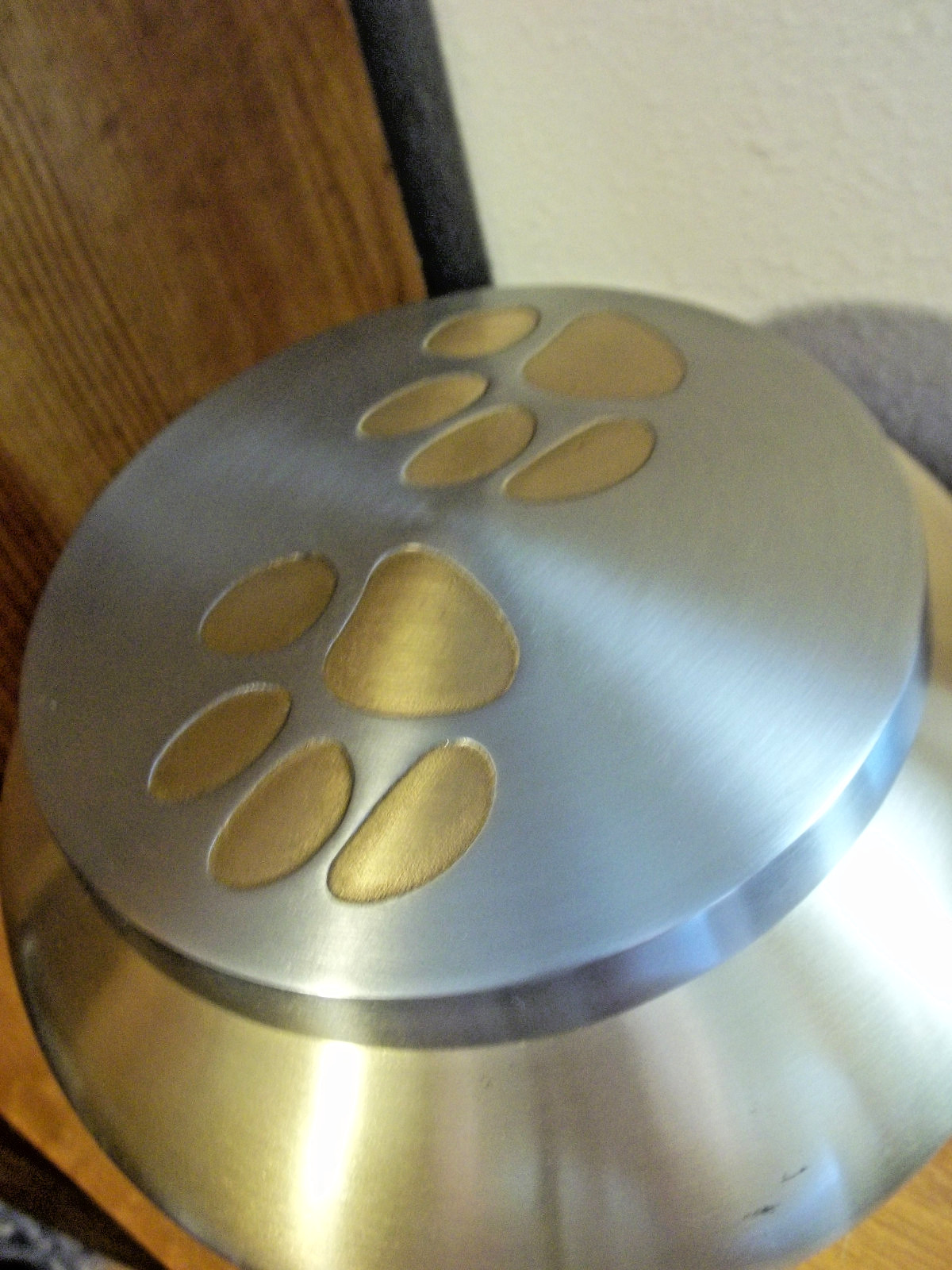 Bronze w/Pewter Solid Brass Pet Urn Pot w/Paws Lid~~XL~up to 150#~~Imperfect