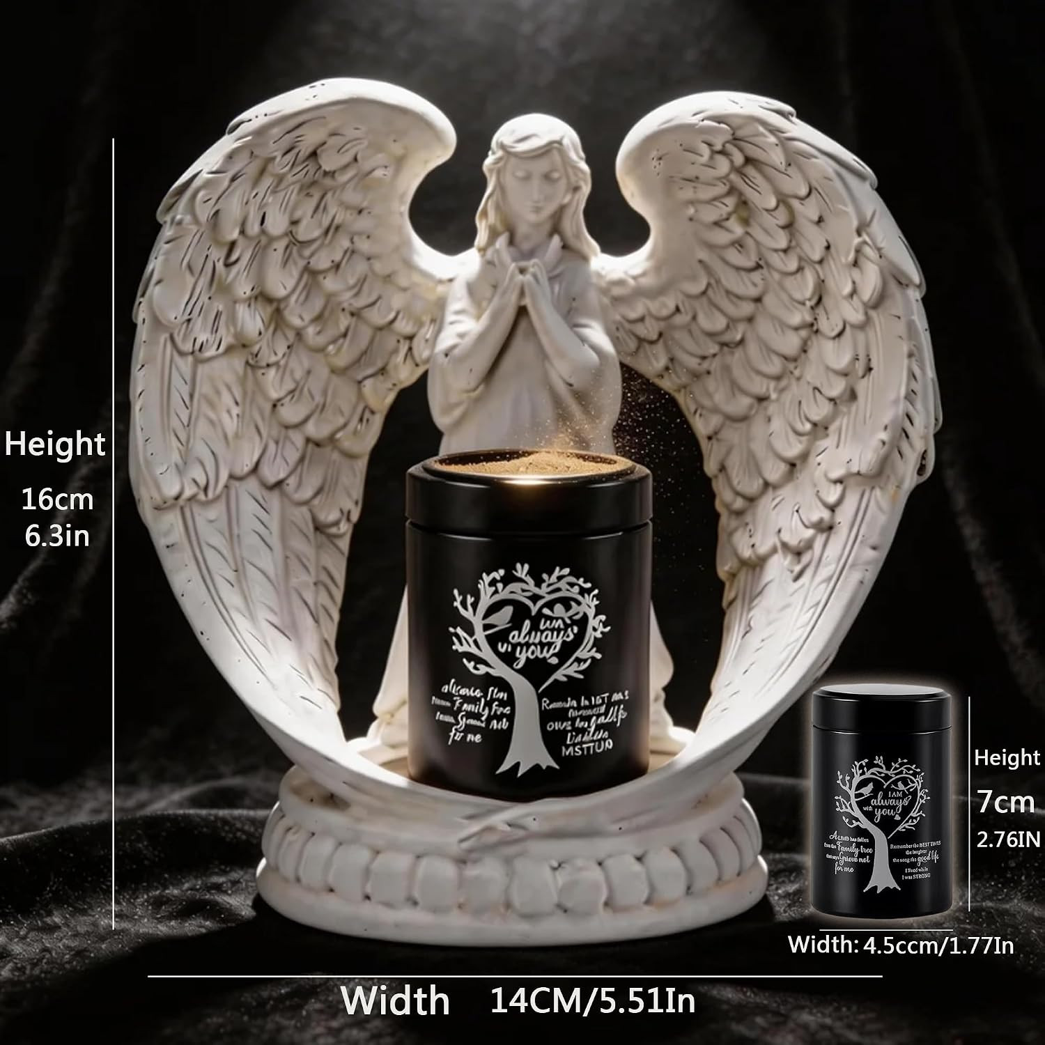 Small Keepsake Urns for Ashes – Small Keepsake Urn with Angel Wings, Pet & Human