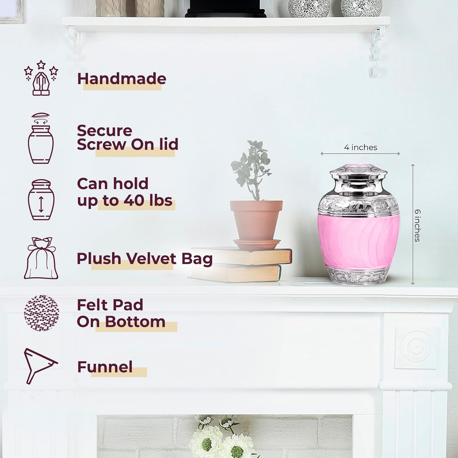 Cremation Urns for Human Ashes, Handcrafted Baby Urn for Moms Who Lost Their Chi
