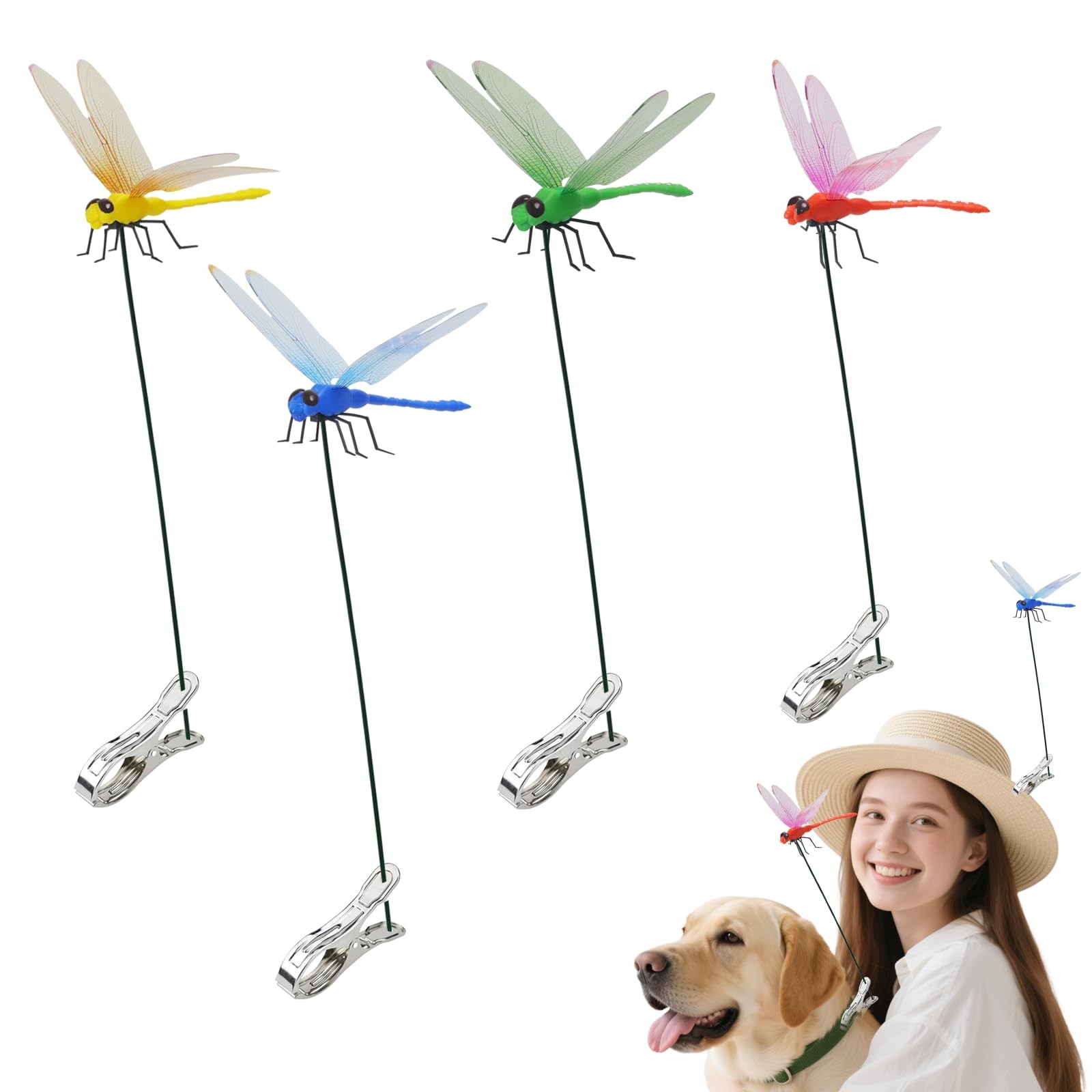 12 Pack Dragonfly Clips, 3D Dragonfly Garden Stakes Decor Realistic Dragonfly…