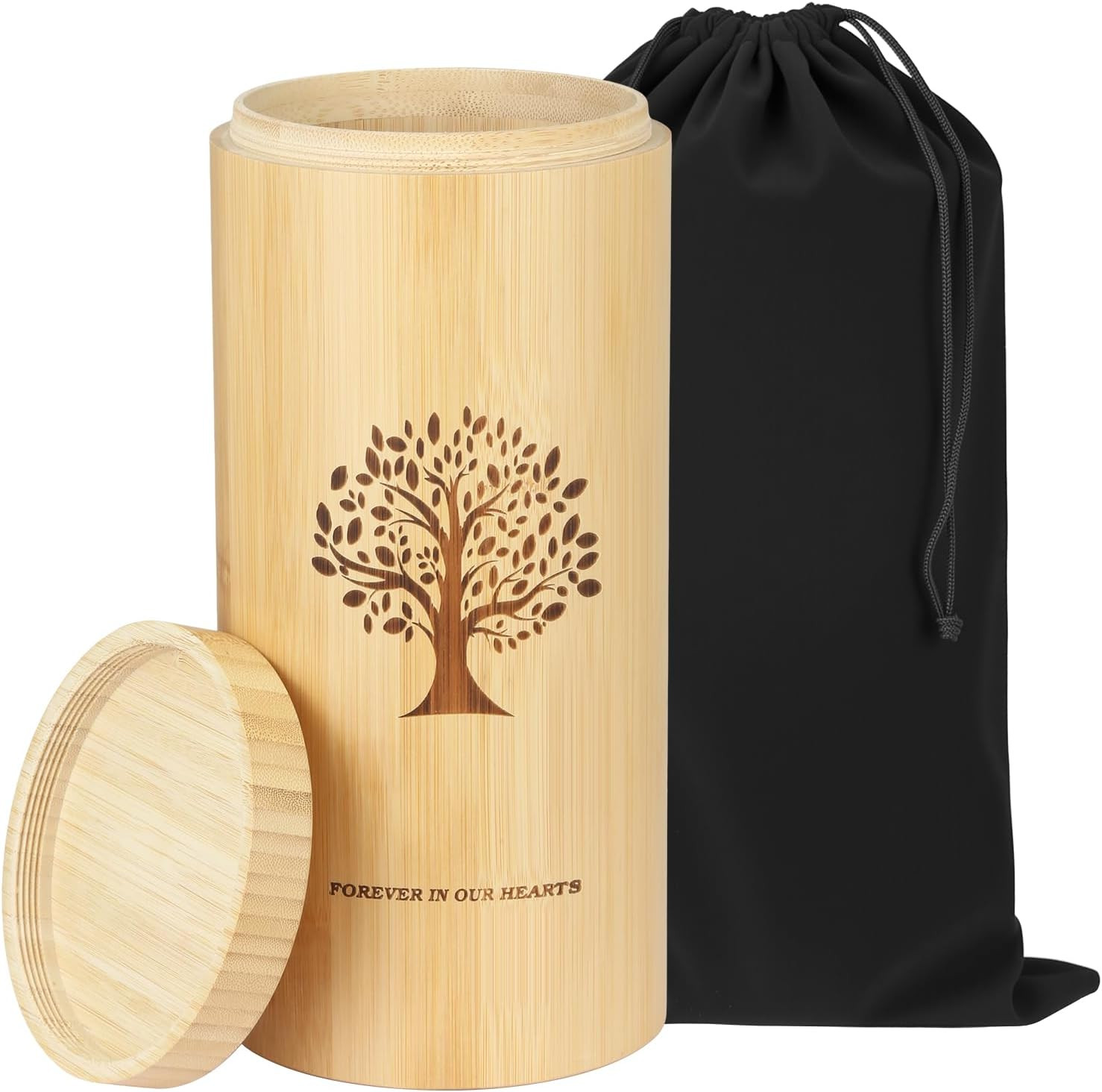 Large Urns for Human Ashes with Screw on Lid,Bamboo Cremation Urns for Ashes Adu