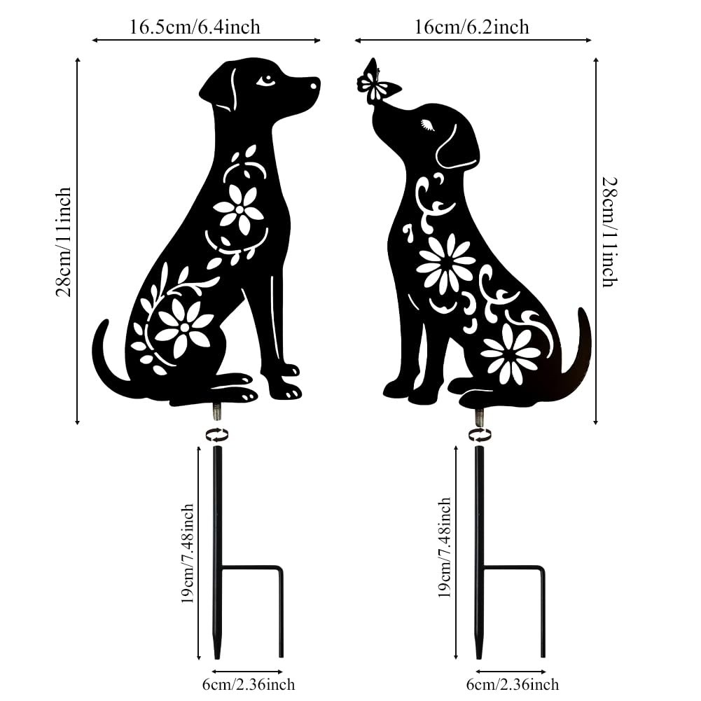 Dachshund Garden Stakes Unique Dog Lover Gifts, Outdoor Yard Art 2 Pack
