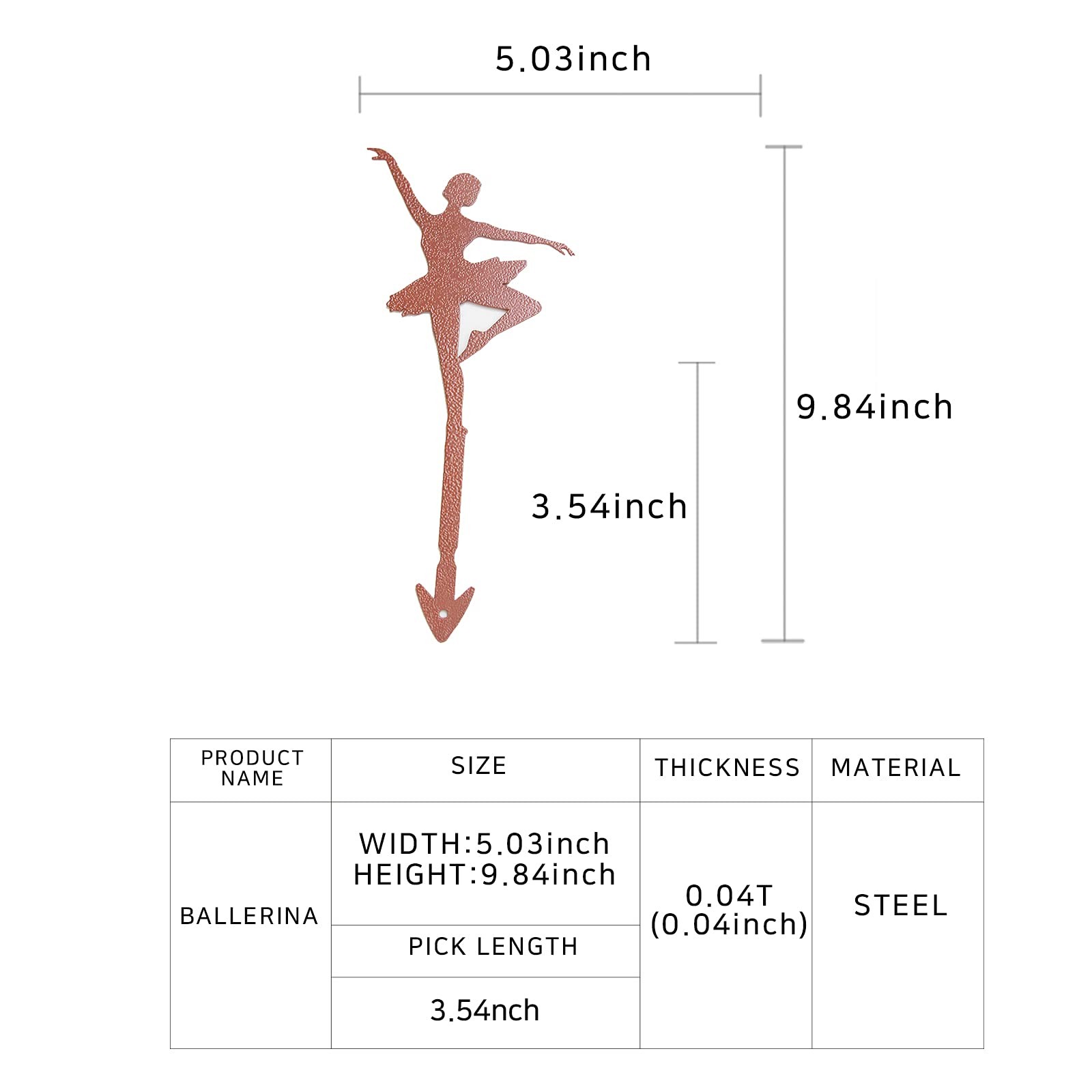 Ballerina Metal Garden Stake Powder-Coated Rust-Resistant Steel Plant Pick fo…