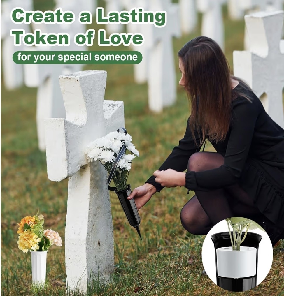 6 Pcs Cemetery Grave Vase Inserts Plastic Flowers Holder Bracket with 7 Hole…