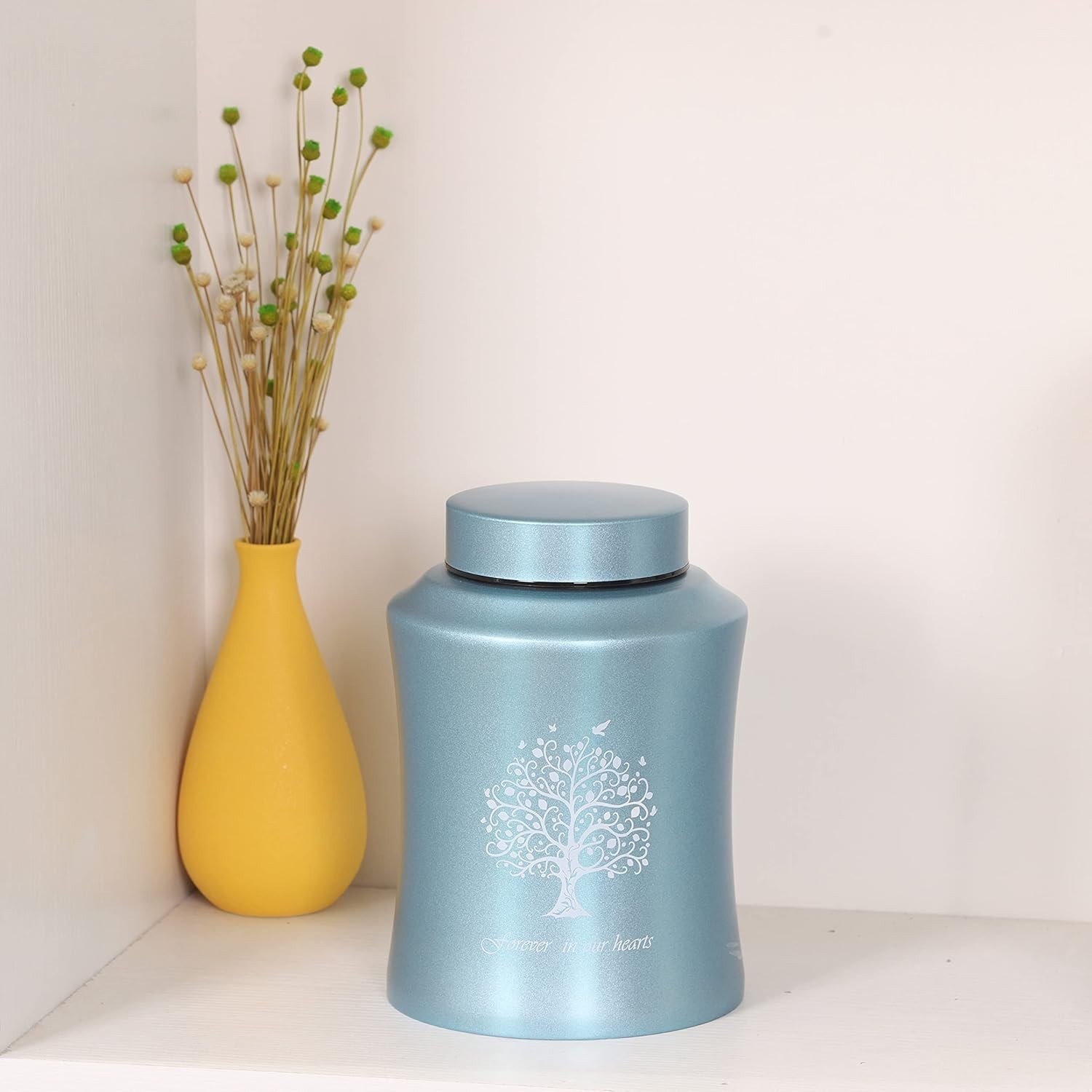 Durable Blue Tree of Life Cremation Urn – Secure Screw-Top Lid, 160 Cubic Inches