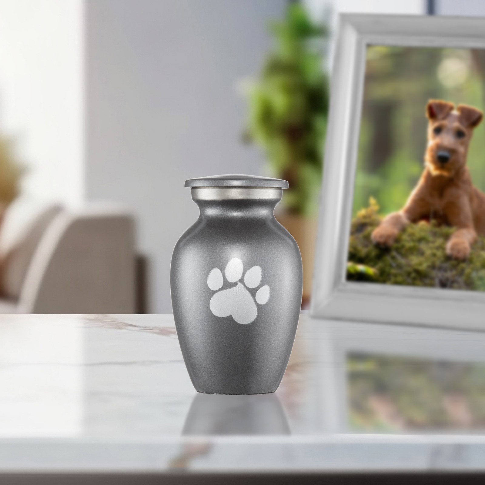 Pet Urn for Dog & Cat Ashes – Cremation Memorial Extra Small Gray Urn