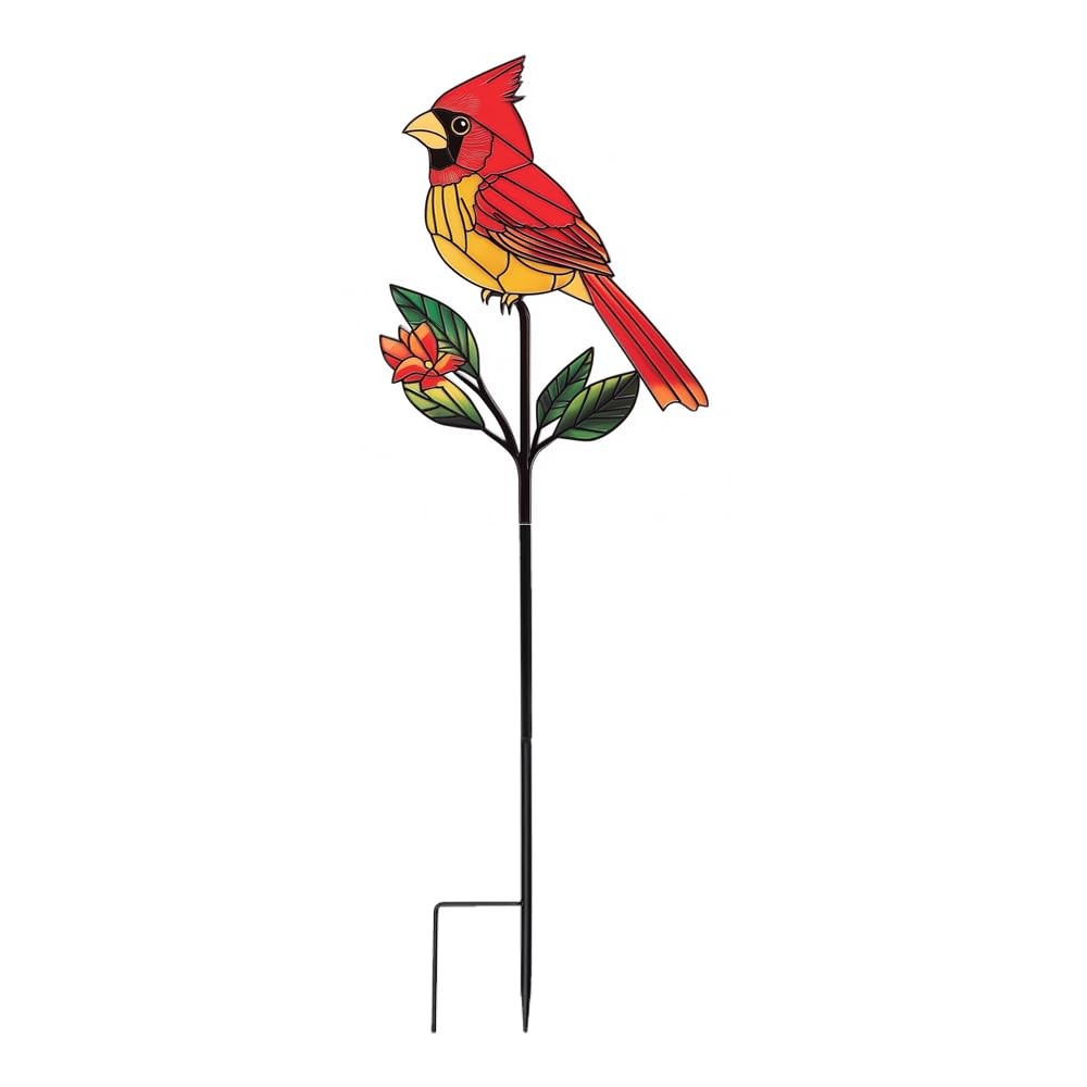 Red Cardinal Garden Stake Metal Bird Decoration for Yard and Flower Bed