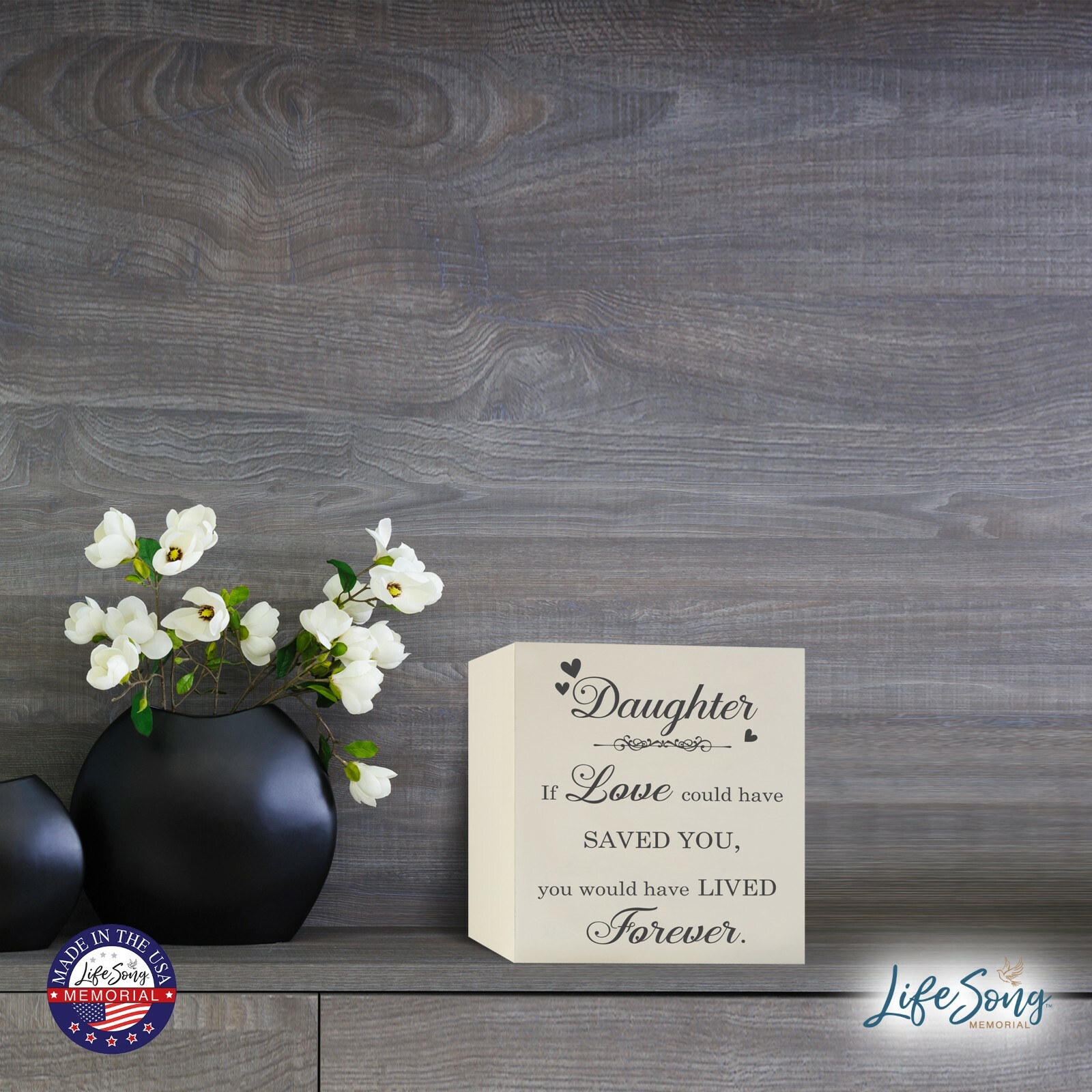 Wooden Memorial 6in Shadow Box and Urn for Human Ashes – Daughter If Love Could