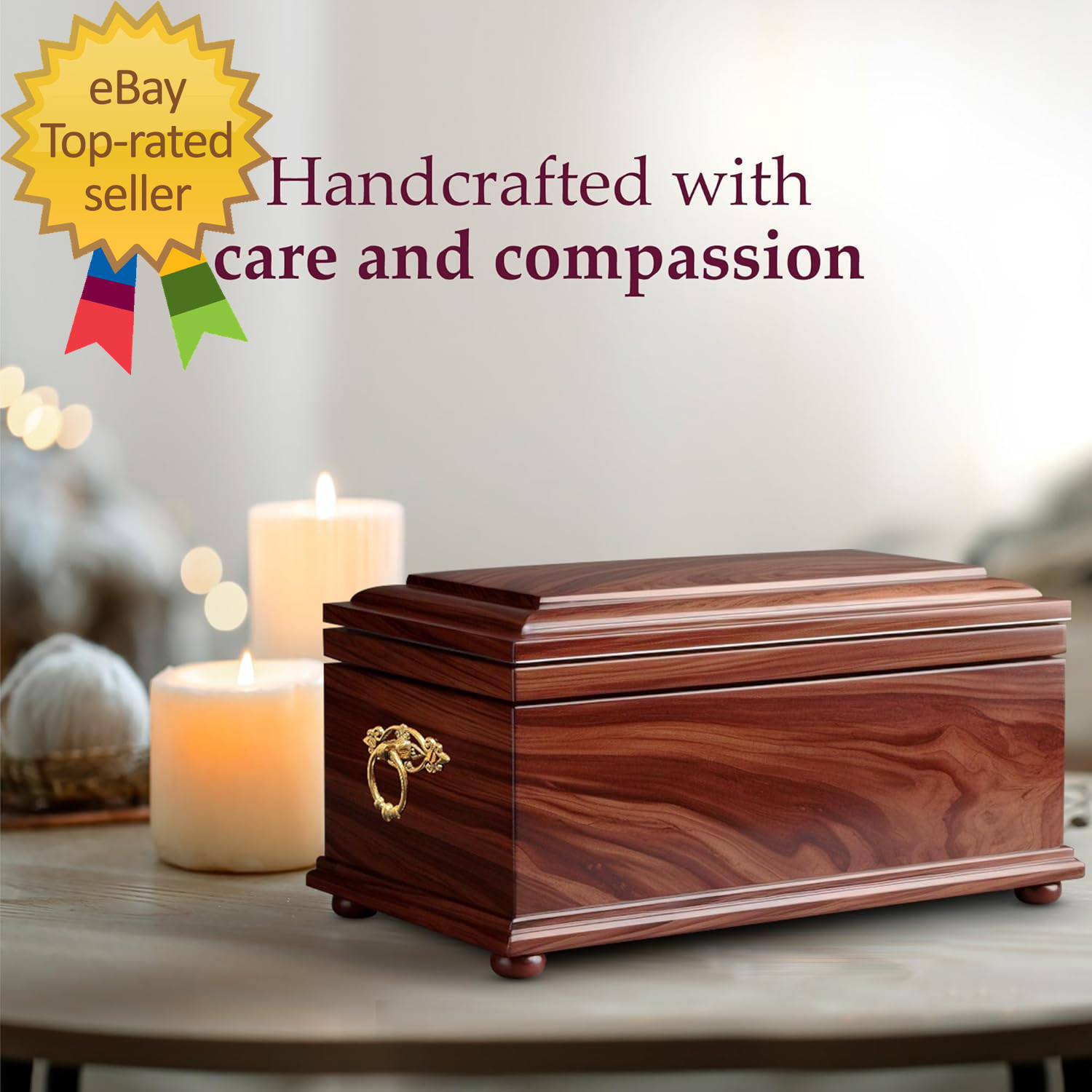 Wood Cremation Urns for Human Ashes Casket for Humans Decorative Burial Urn