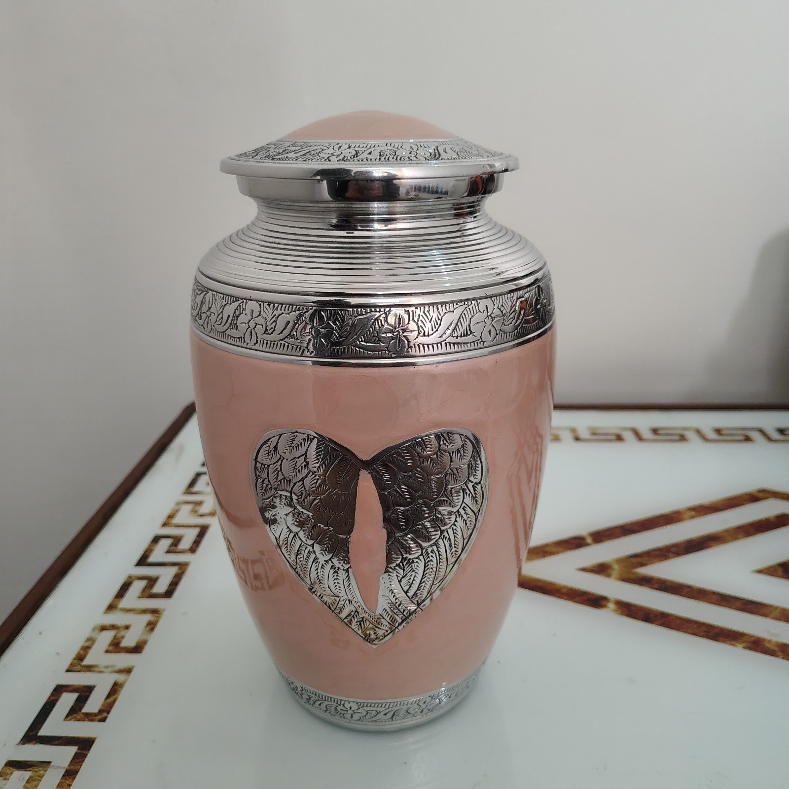 Metal Urn Angel Wings Human Ashes Adult Cremation Urns in Velvet Bag 10 inch