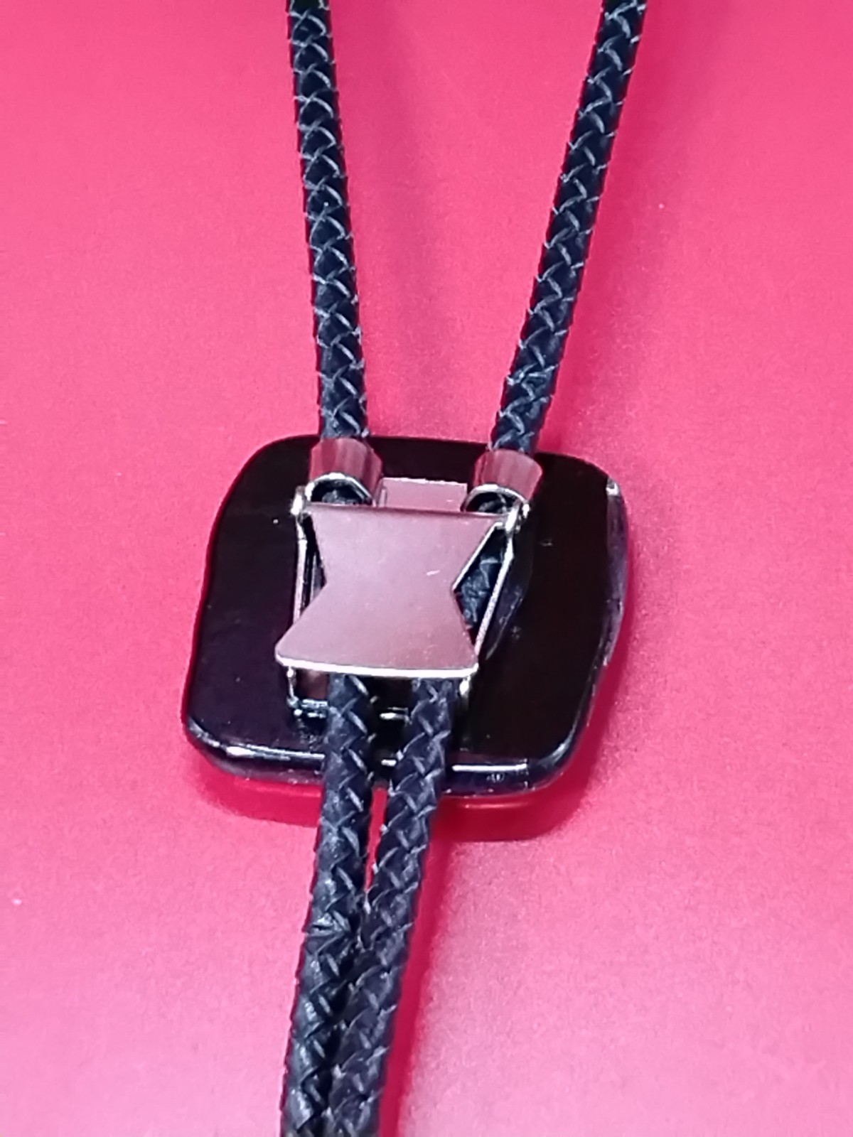 Dichroic Bolo for Cremation Urn | Modern Western Bolo | Black Genuine Leather