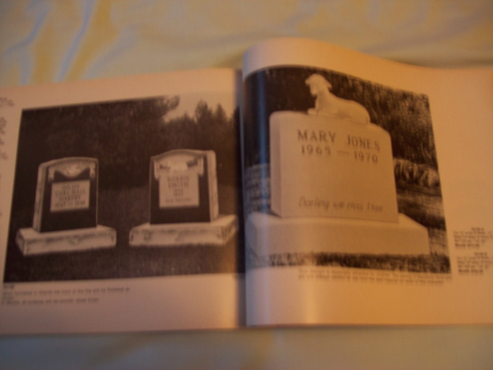 VTG Beautiful Memorials Marble & Granite Catalog Gravestones/Mortuary/Funeral