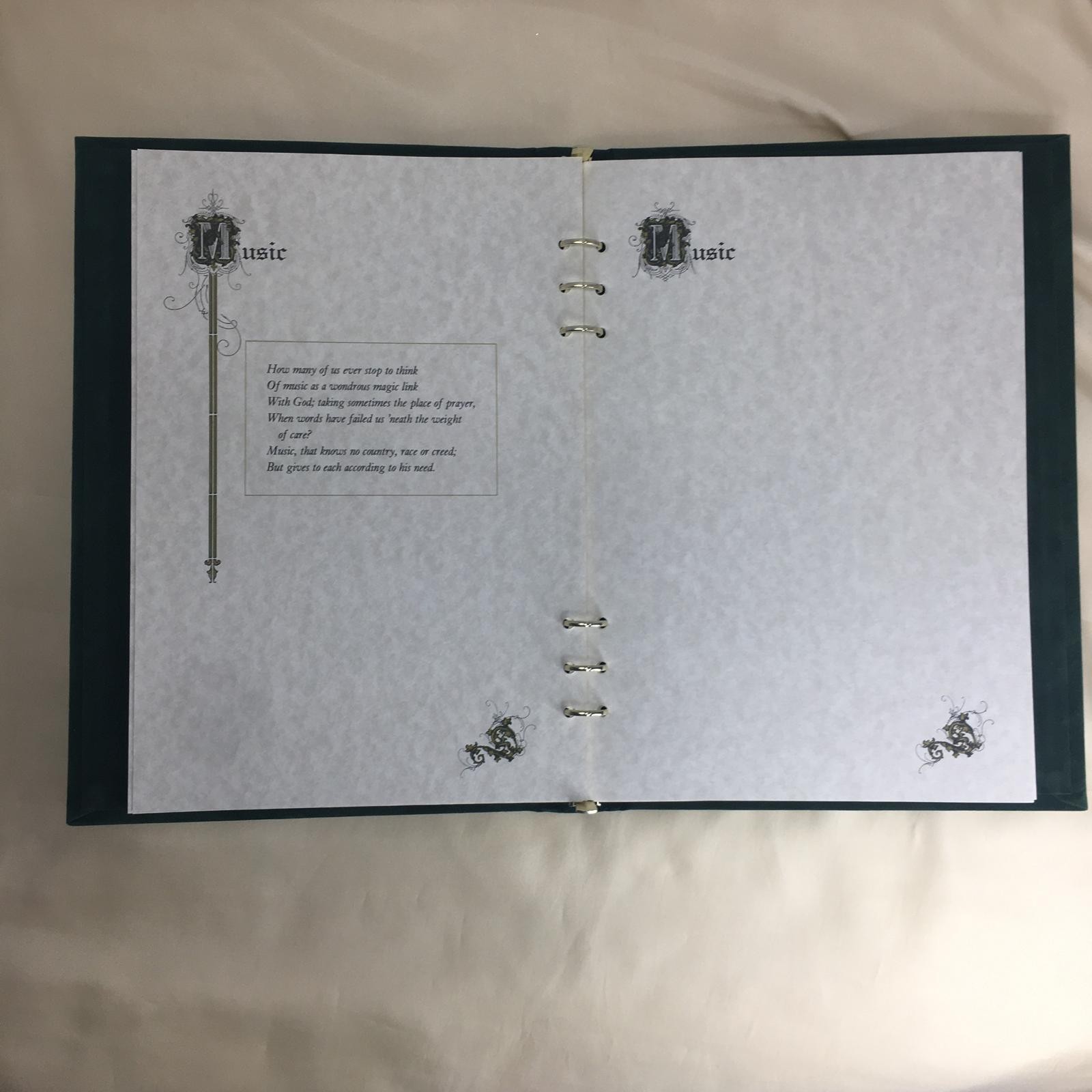 Green Velvet Funeral Guest Book Tree of Life 6 Ring Memorial Register