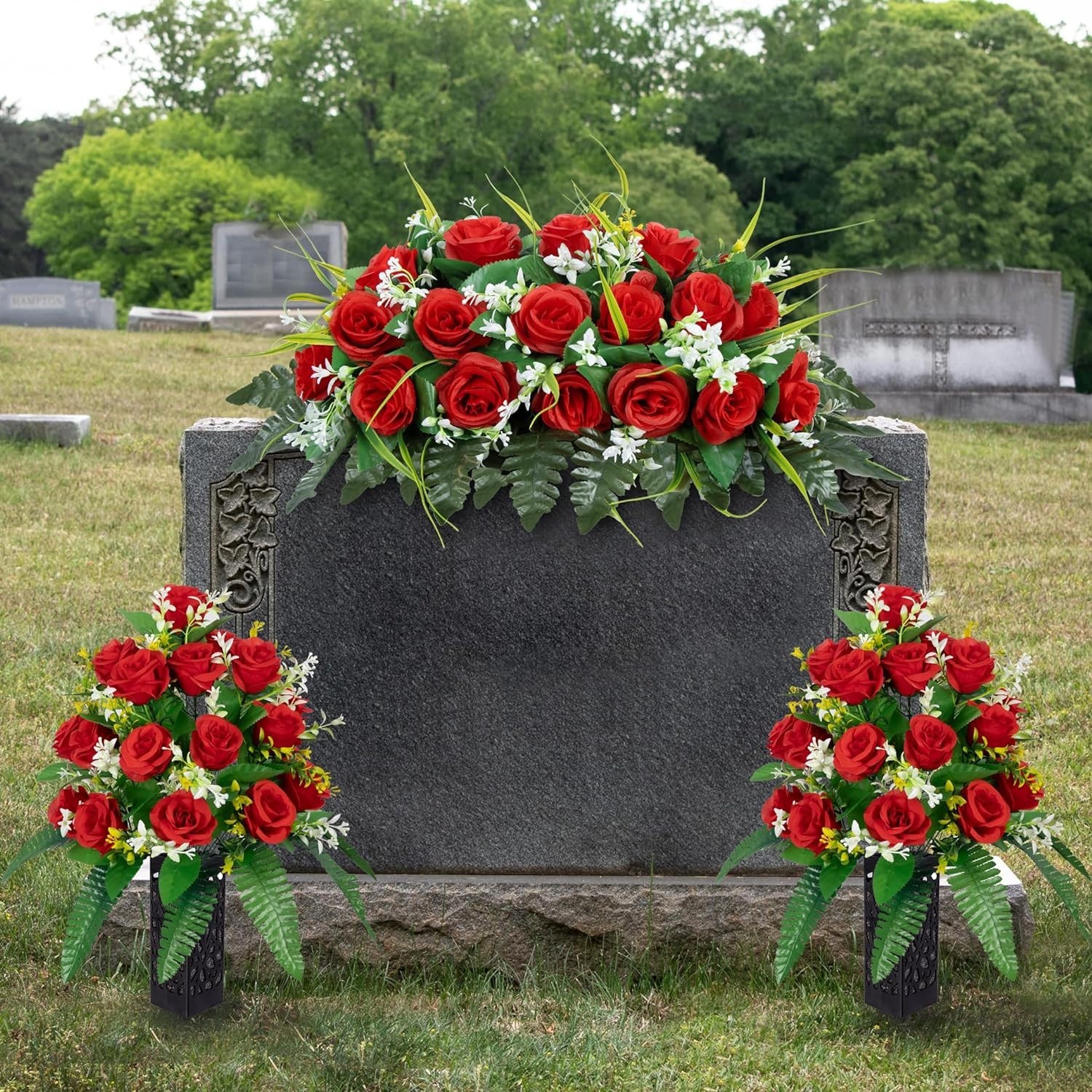 Cemetery Headstone Flower Saddle – Artificial Ceme