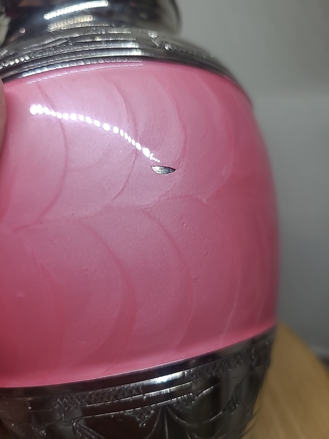 Pink Enamel Urn~5.5″ Small