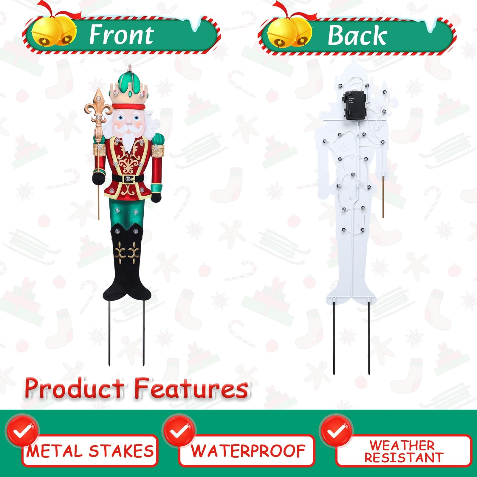 Outdoor Nutcracker Christmas Yard Stakes, Metal Yard Signs, Led Light Soldier…