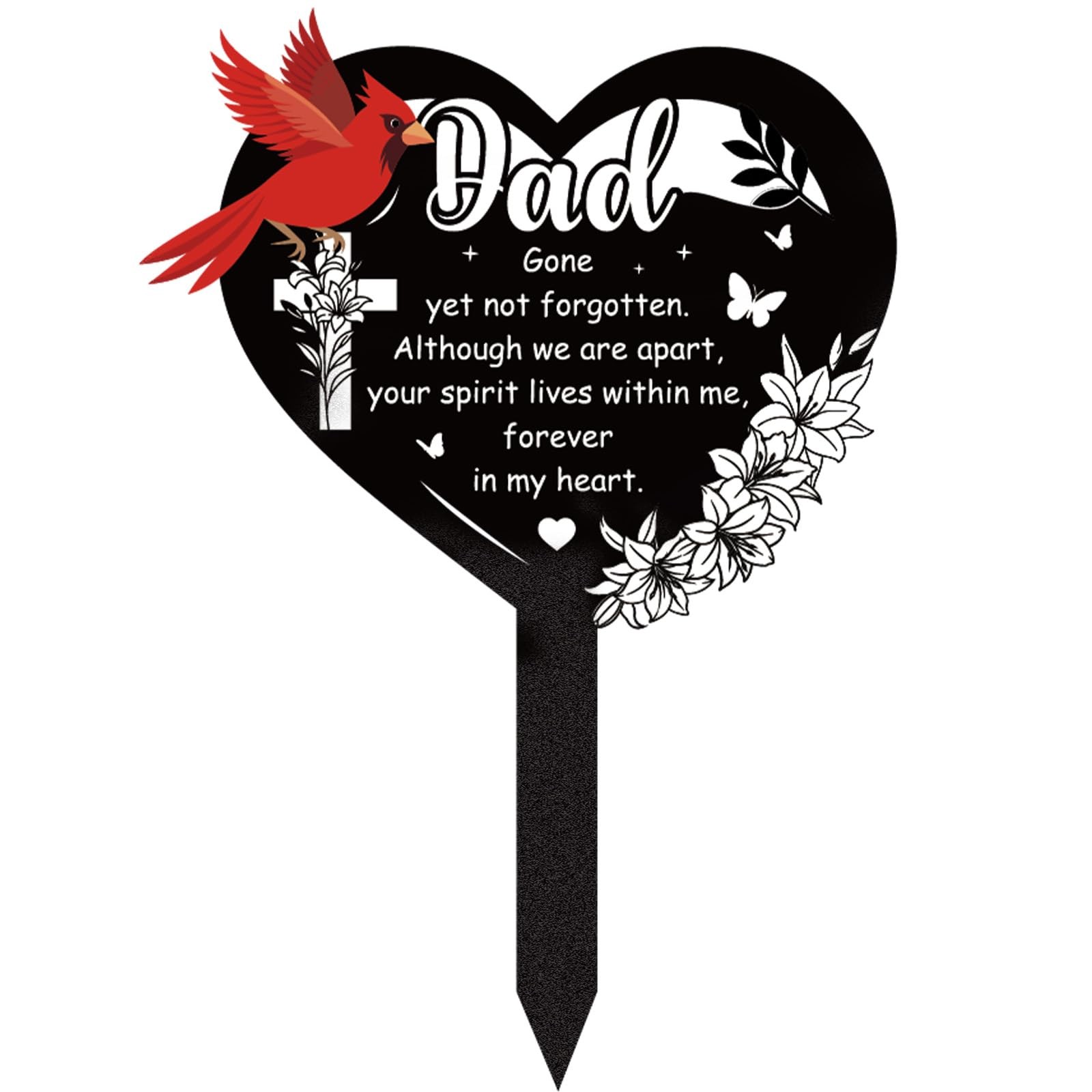 Cemetery Decorations – Metal Cardinal Grave Stakes, Waterproof Remembrance