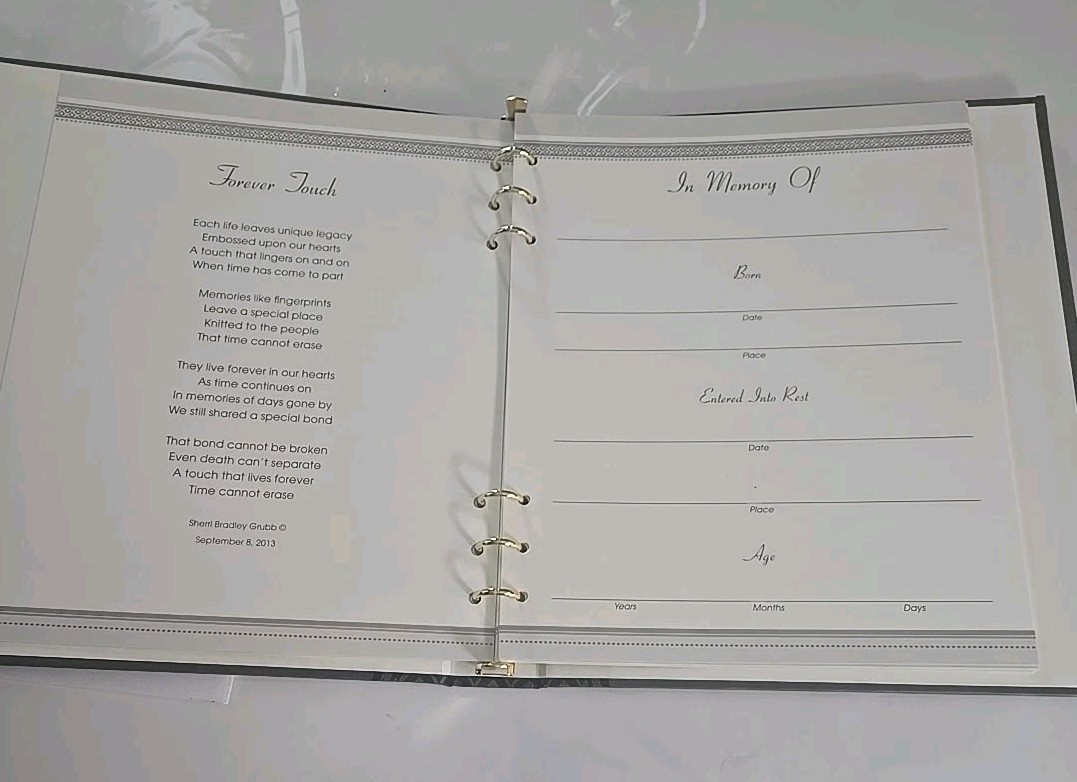 Messenger Funeral Memorial Register Guest Book Binder Gray