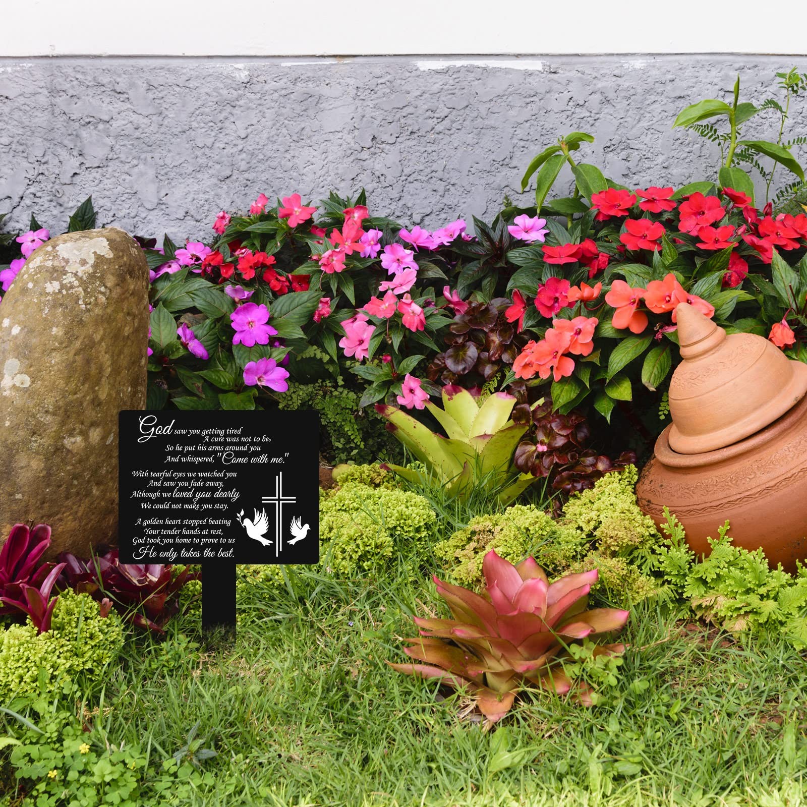Memorial Remembrance Plaque Stake Waterproof Acrylic Grave Marker for Cemeter…