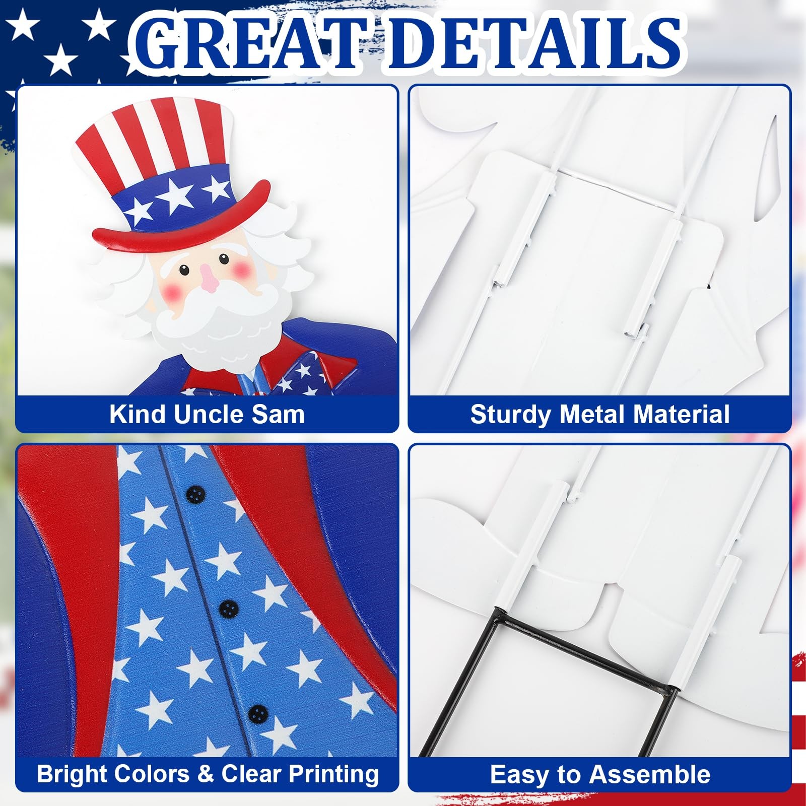 Veterans Day Yard Signs Uncle Sam Garden Stakes, 35″H Metal Patriotic 4th of …