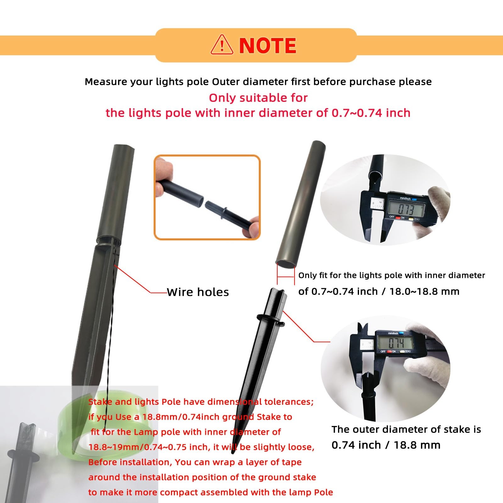 10 Pack Solar Light Stakes (Fit for Pole Inner Diameter 0.73 inch), ABS Reinf…