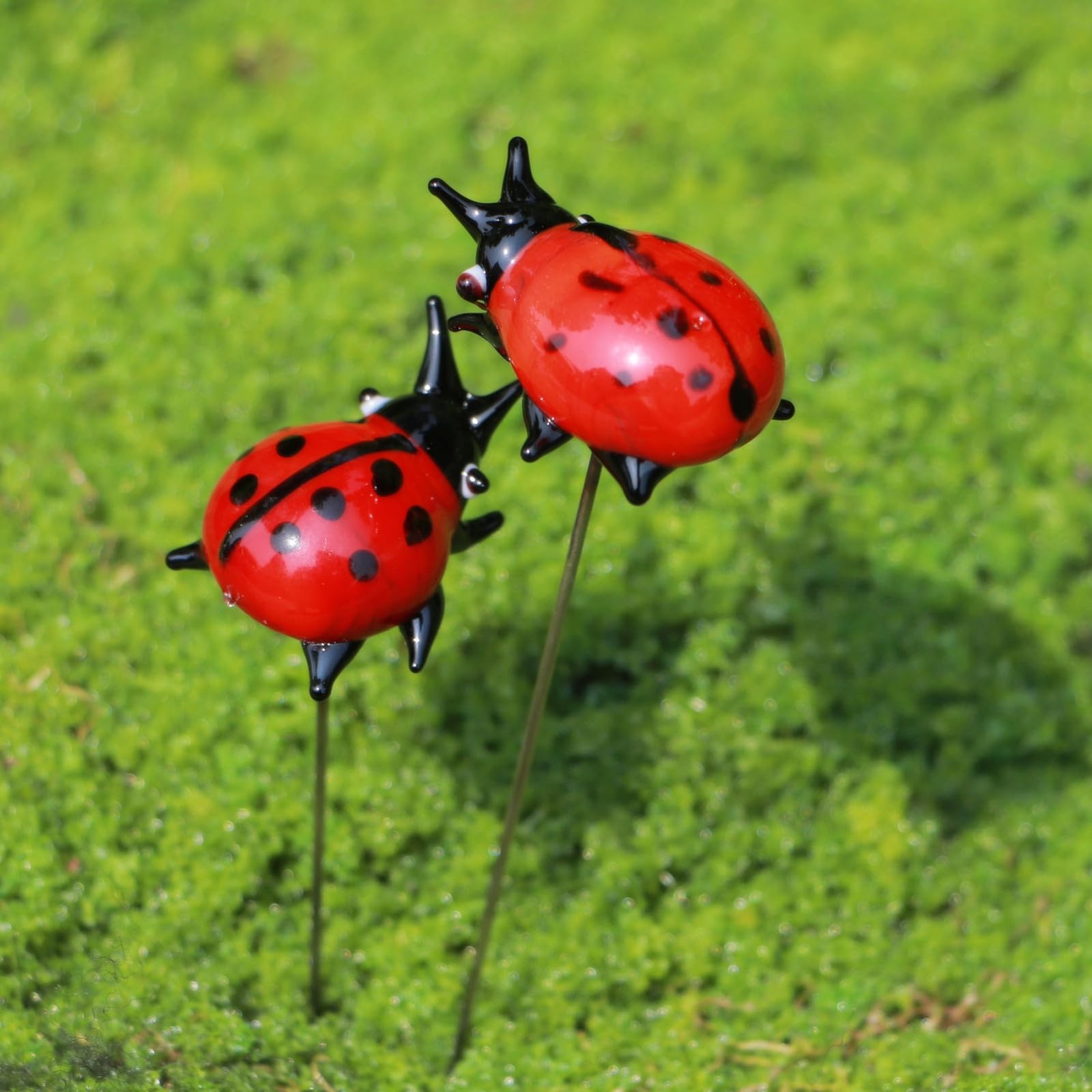 Crystal Insect Glass Ladybird Outdoor Decor Garden Stakes Hand-Blown Artifici…