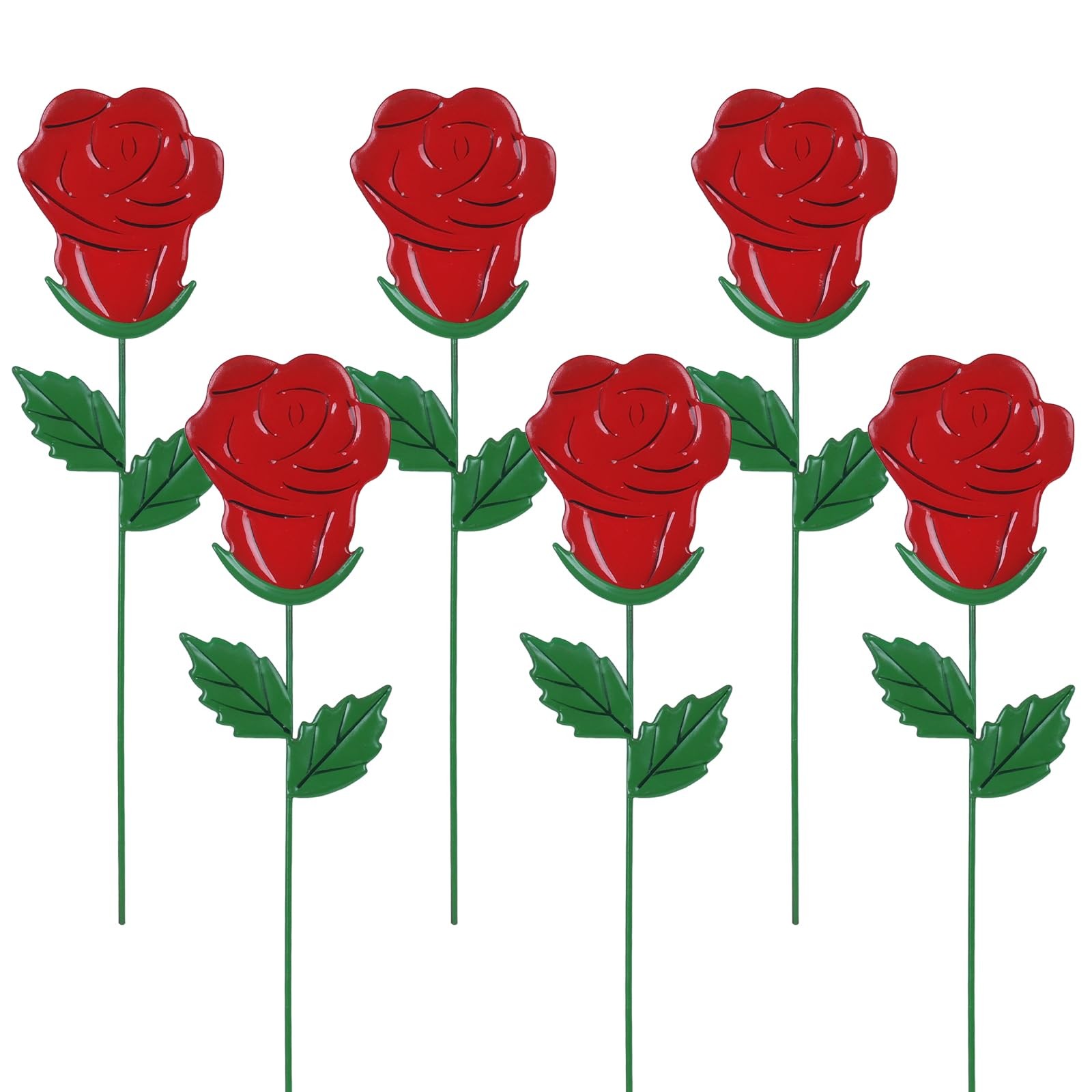 Valentines Day Decorations Outdoor, Set of 6 Rose Metal Flowers Decorative Ga…