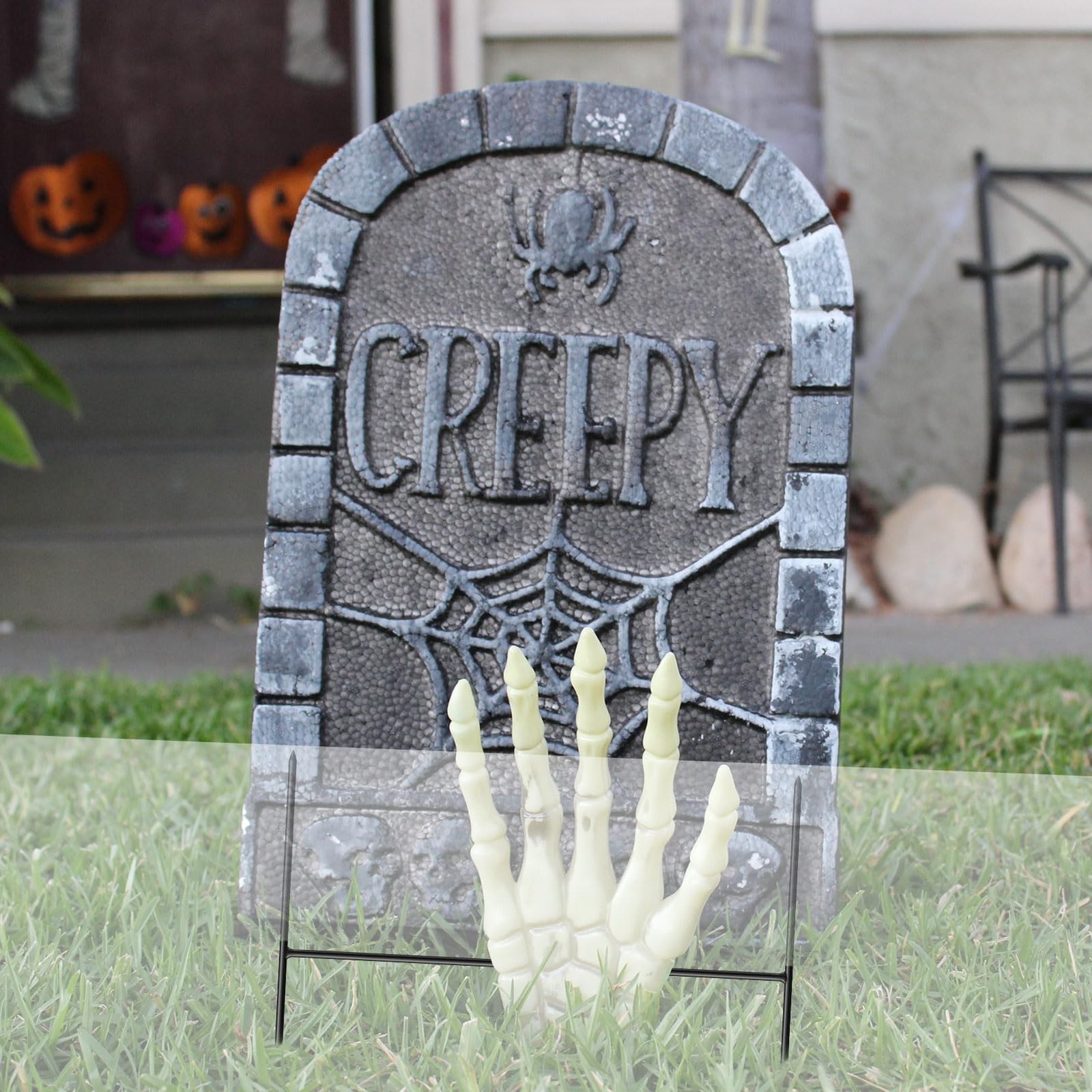 12PCS Metal Halloween Tombstone Stakes 7.9X6.3 H Shaped, Foam Graveyard Stakes