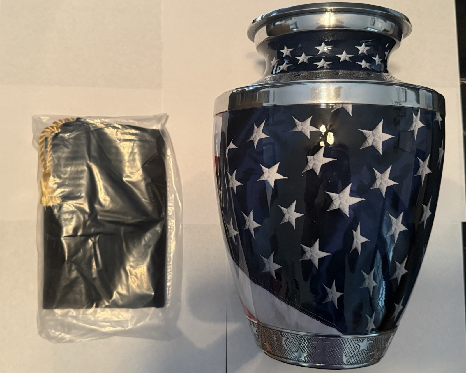 Urns to Heaven American Flag Adult Metal Cremation Urn with Lid