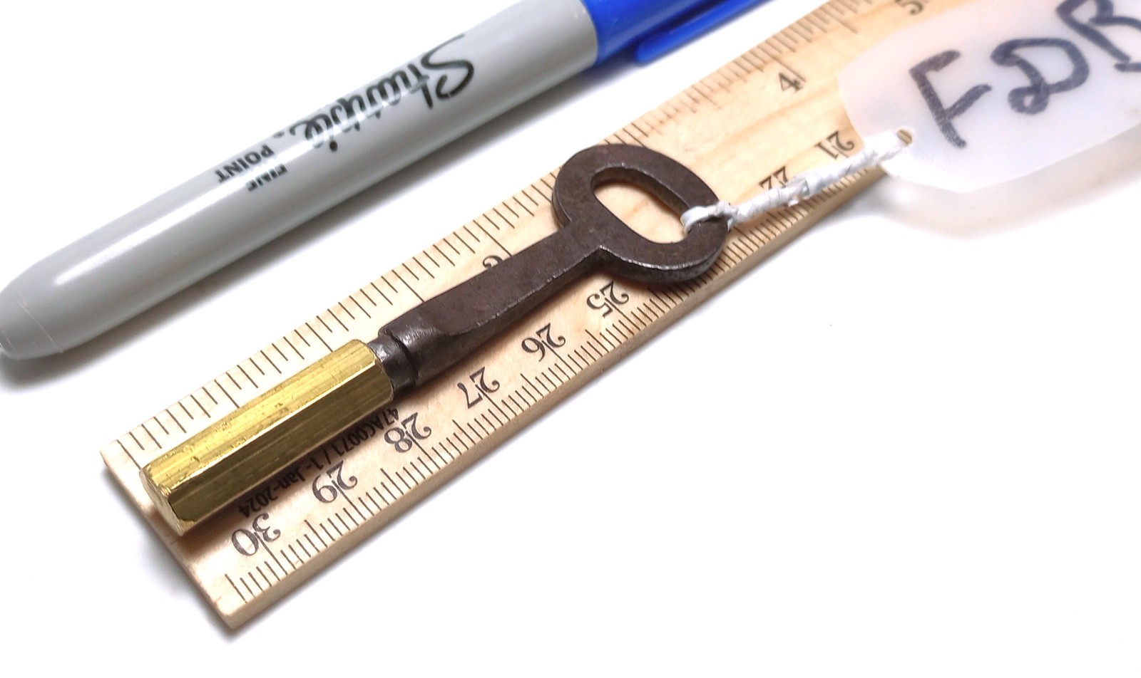 Small Cast Iron and Brass Casket Key / Pocket Coffin Key