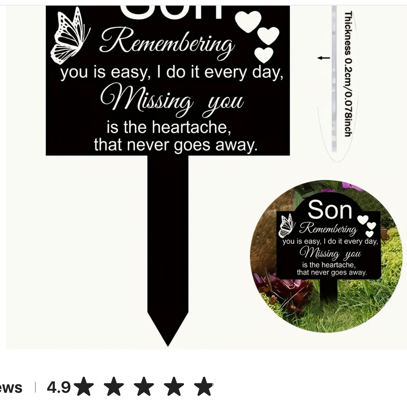 Acrylic Memorial Plaque For Son, Graveside, Cemetery, In Honor, 7.87″x4.92″