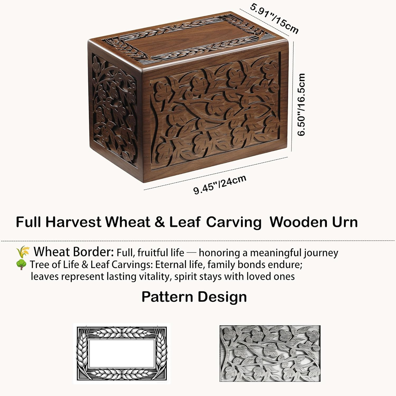 Tree of Life Wooden Cremation Urn for Human Ashes Adult Men Women & Large Pet, 2