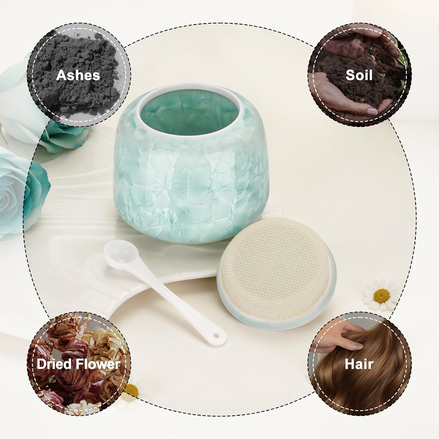 Ceramic Small Urn for Human Ashes Keepsake for Men Women Pet Handmade Cremation